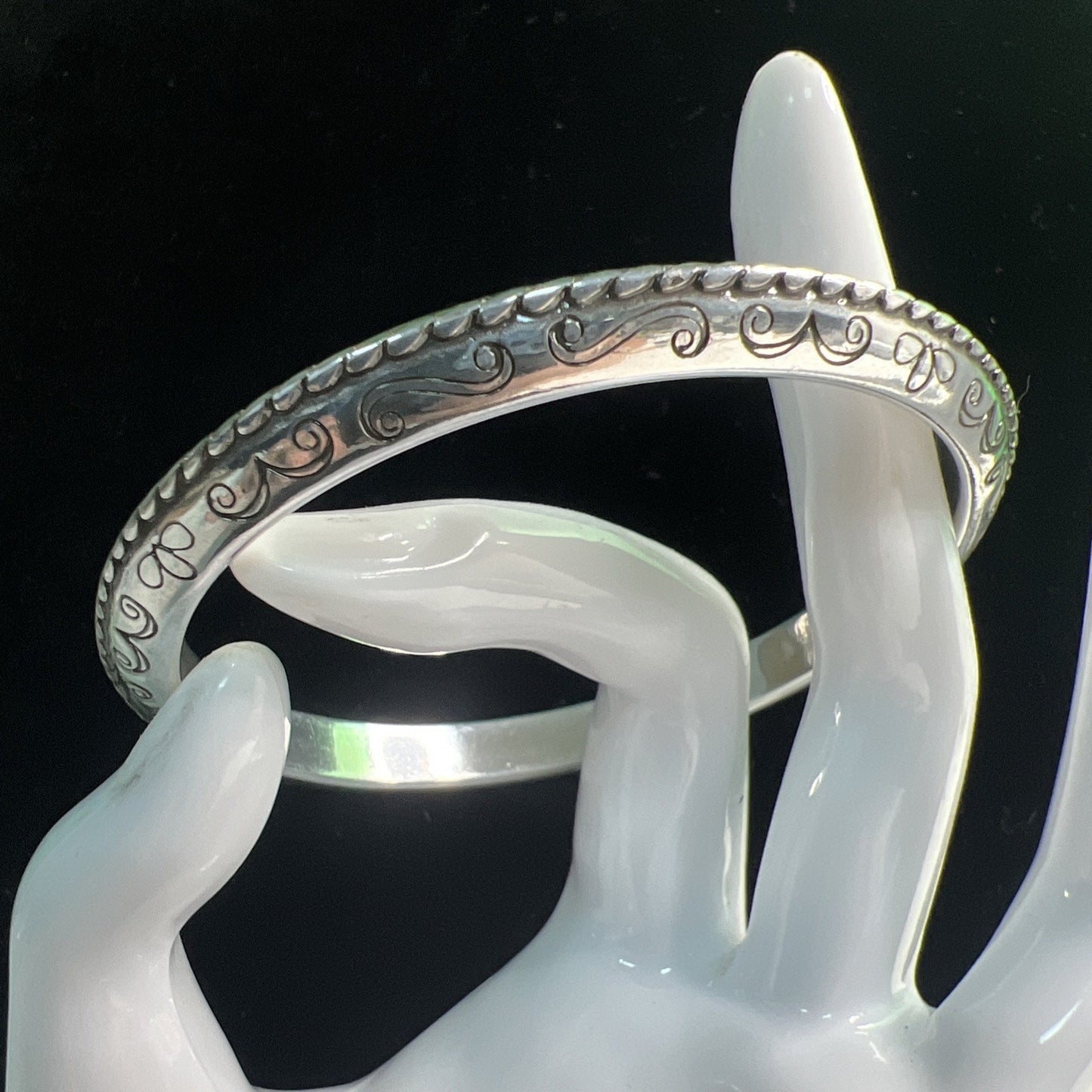 Brighton Silver Tone Bangle Bracelet Etched Design