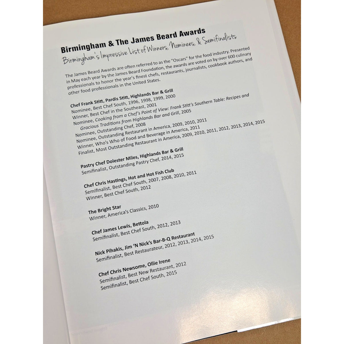 Out Of Print "Birmingham's Best Bites" Alabama Cookbook Beard Winner Recipes OOP