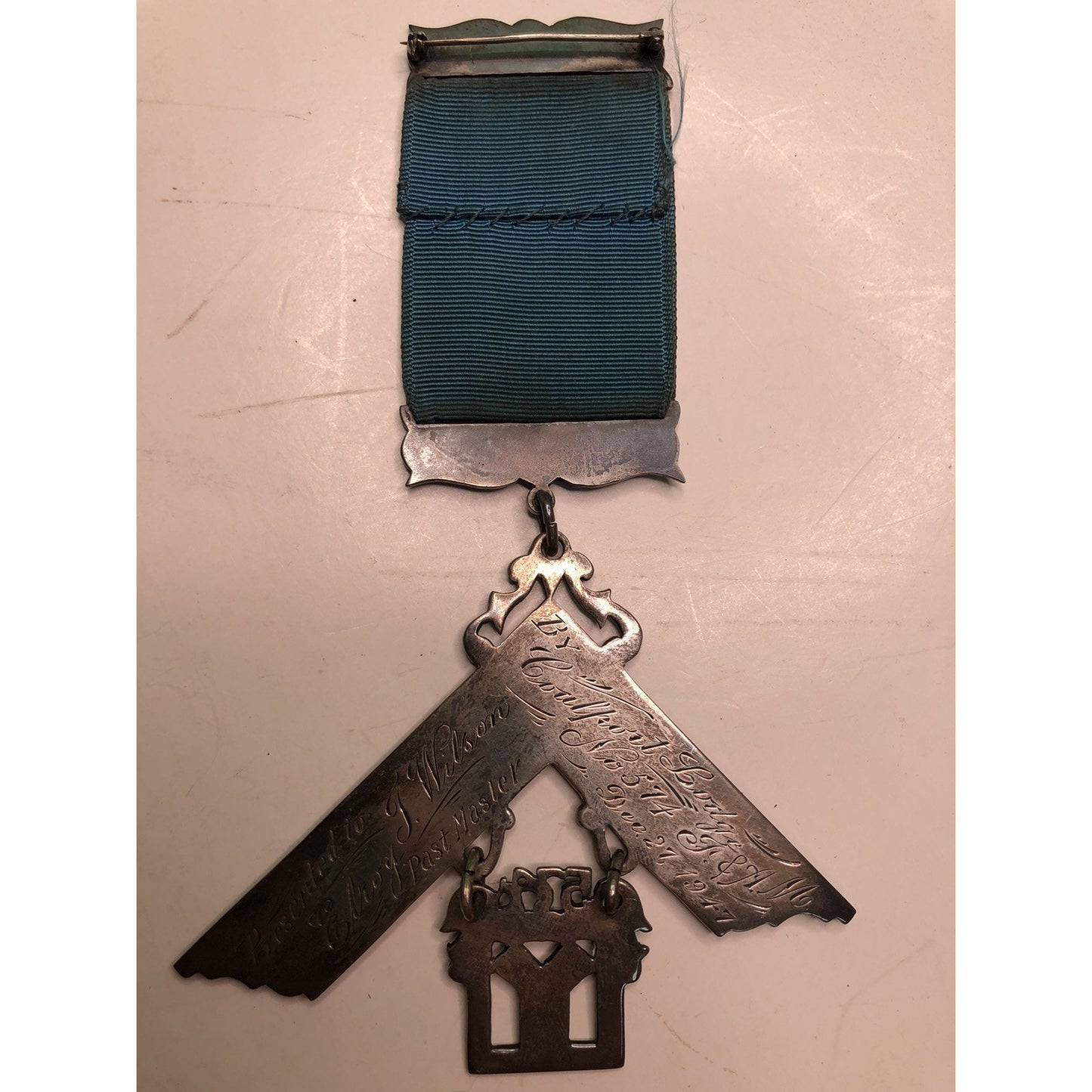 Masonic Past Master Emblem of Office 1947 Coalport Lodge No. 574 Ribbon Bar