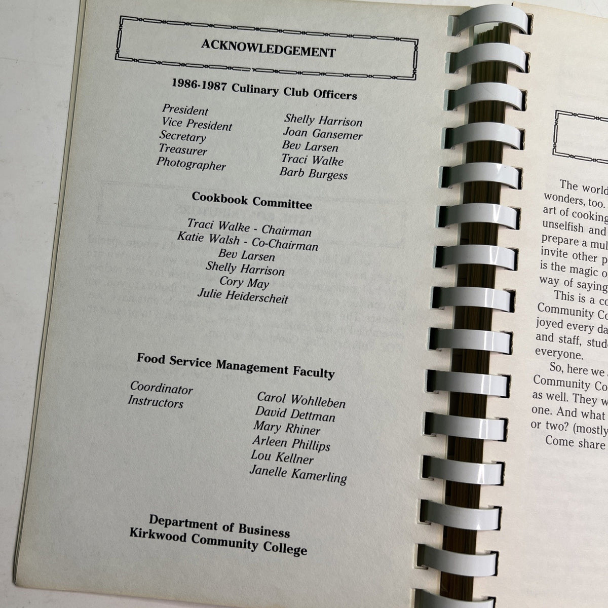 KCC Culinary Club Cookbook By Kirkwood Comm. College Cedar Rapids Iowa Recipes