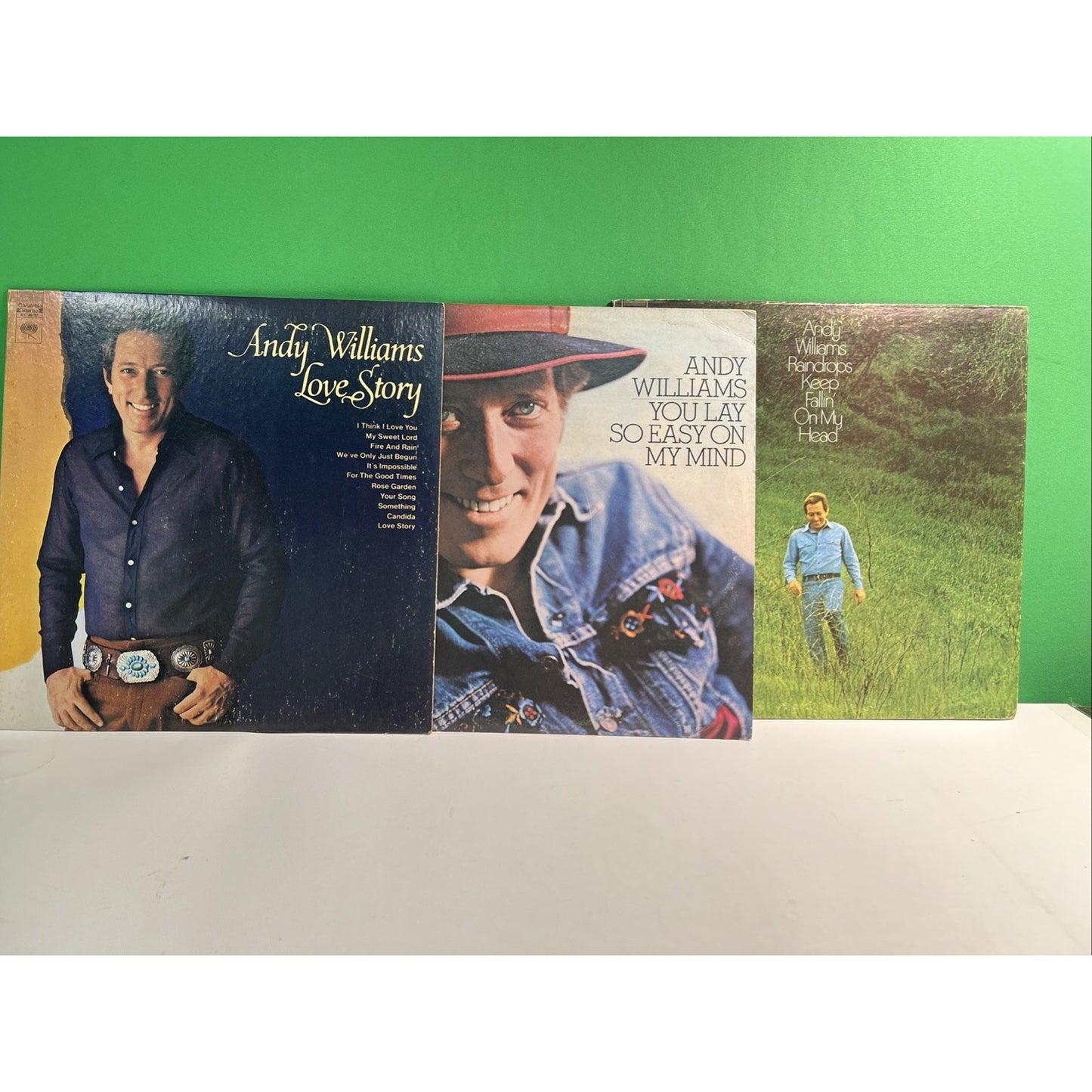 Lot 3 ANDY WILLIAMS Love Story, Raindrops Keep Fallin’, You Lay So Easy LP Album