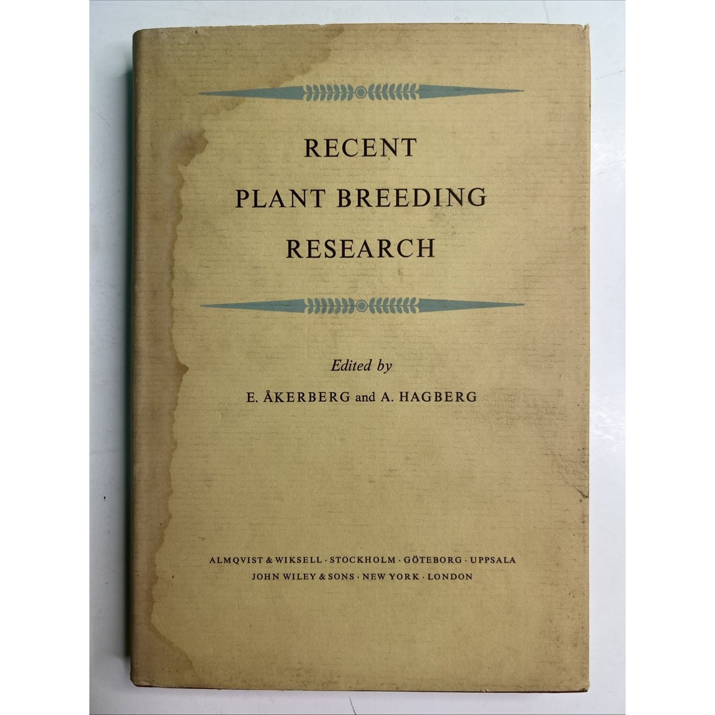 1963 HC DJ Recent Plant Breeding Research By Akerberg & Hagberg