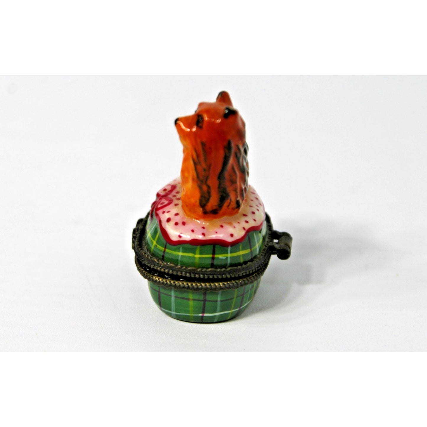 Limoges Petit Main Yorkie Yorkshire Terrier Dog Hand Painted Vintage Trinket Box