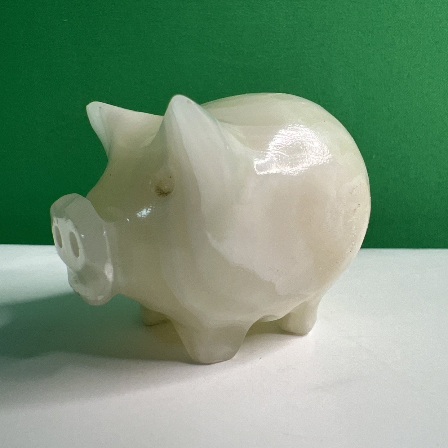 Carved White Opaque Quartz Stone Pig Figurine Healing Stone Free Shipping!