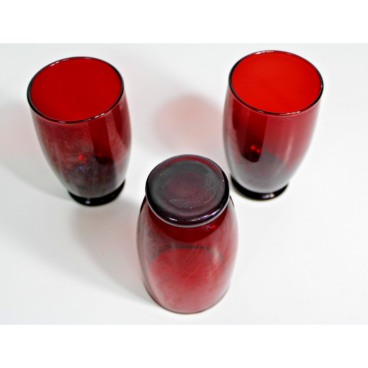 Set of 3 Anchor Hocking Baltic Royal Ruby 10 oz Vintage Tumblers 4.75"H