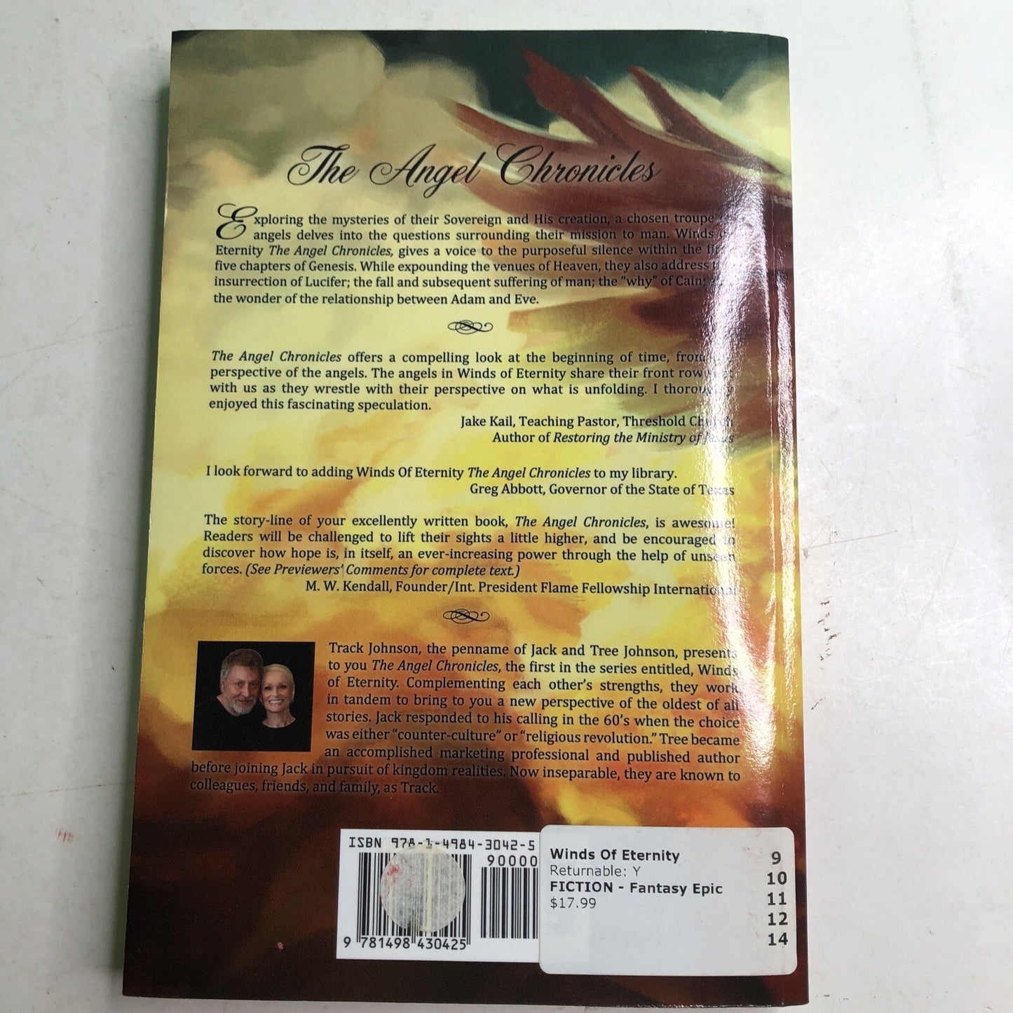 Winds Of Eternity The Angel Chronicles by Track Johnson 2015 Paperback