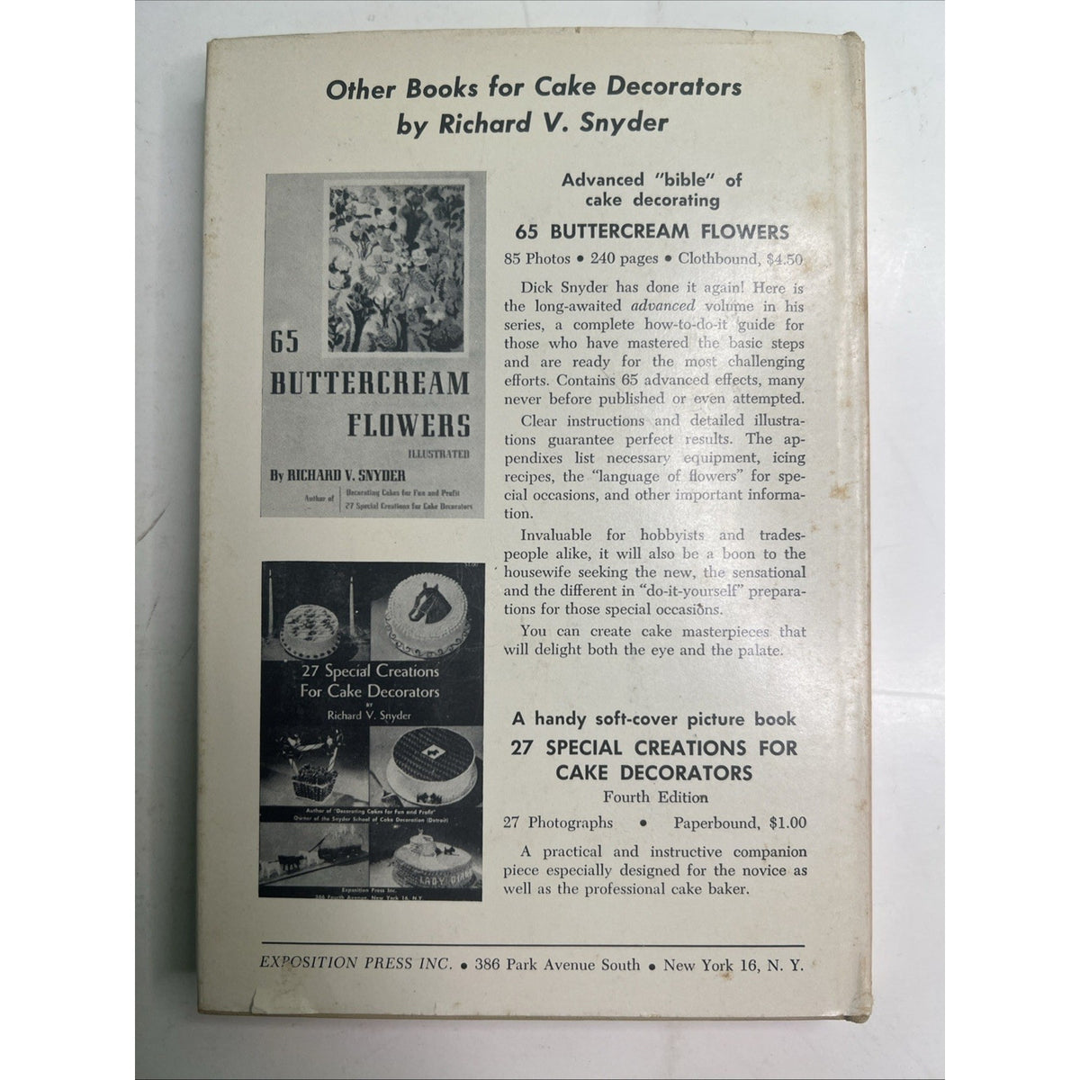 Decorating Cakes for Fun and Profit HC DJ Book Richard Snyder 1963 12th Edition