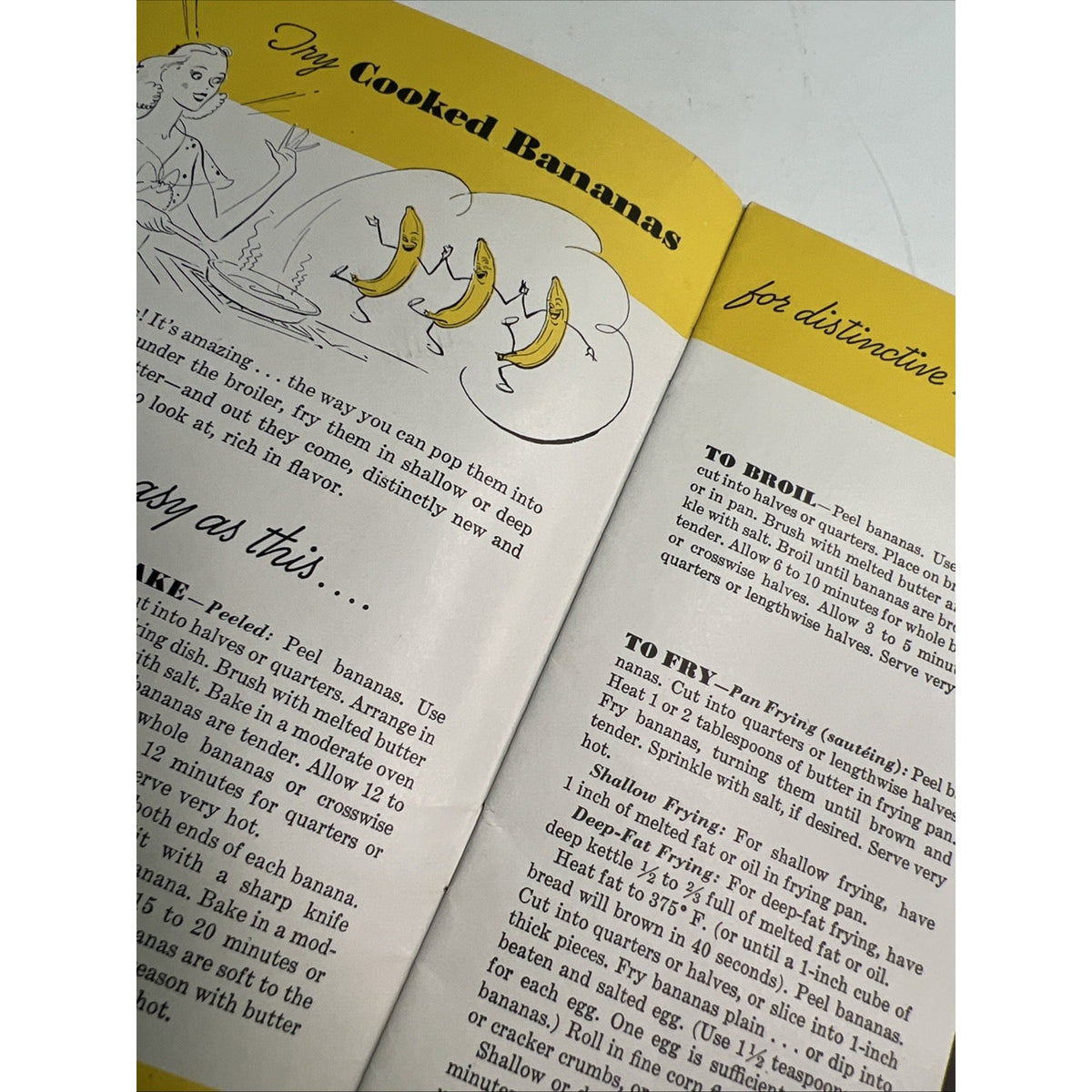 Vintage Mid Century Fruit Dispatch Co BANANAS TAKE A BOW Recipe Guide Booklet