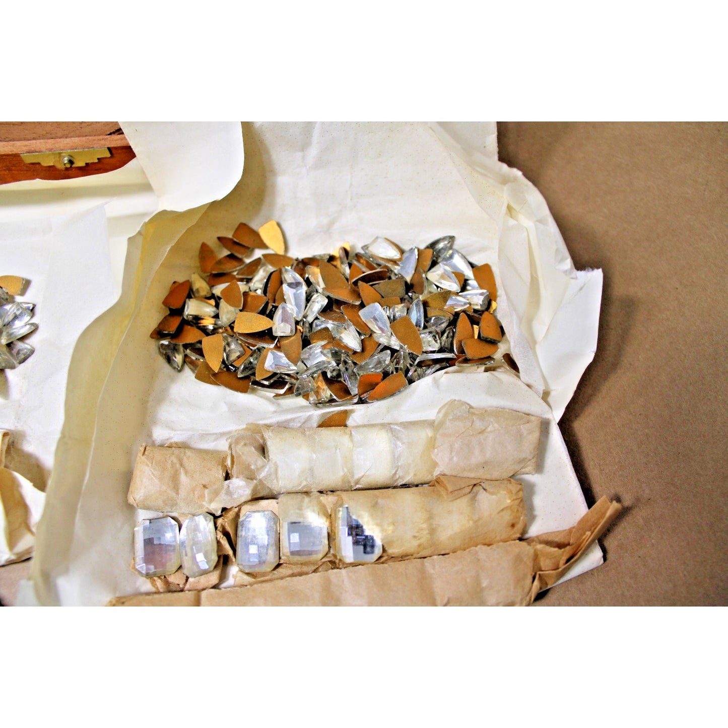 3 lbs Assorted Flat-back Glass Crystal Clear Rhinestone Jewels, West German Rare