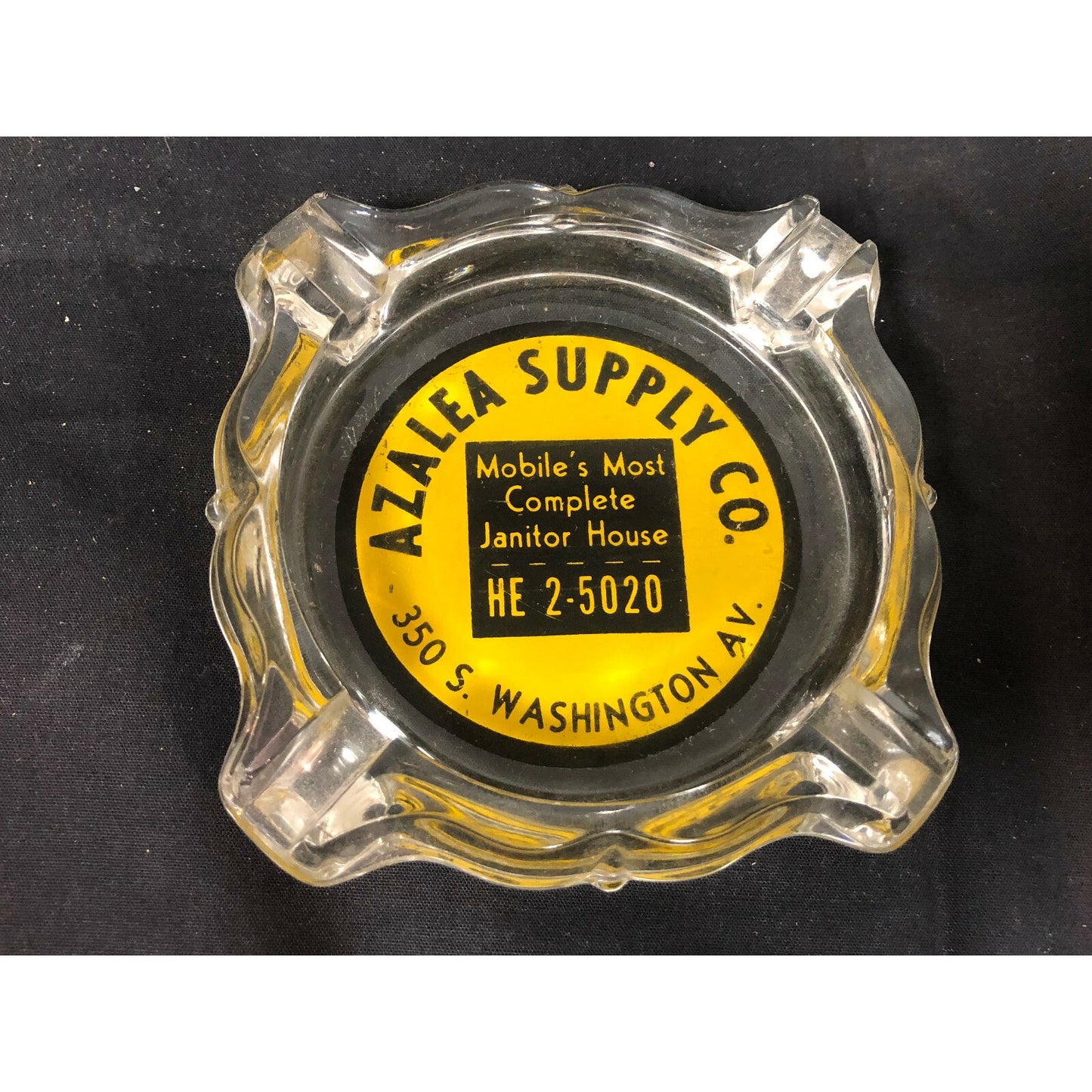 Vintage Mobile, Alabama Advertising Azalea Supply Co. Glass Promo Ashtray