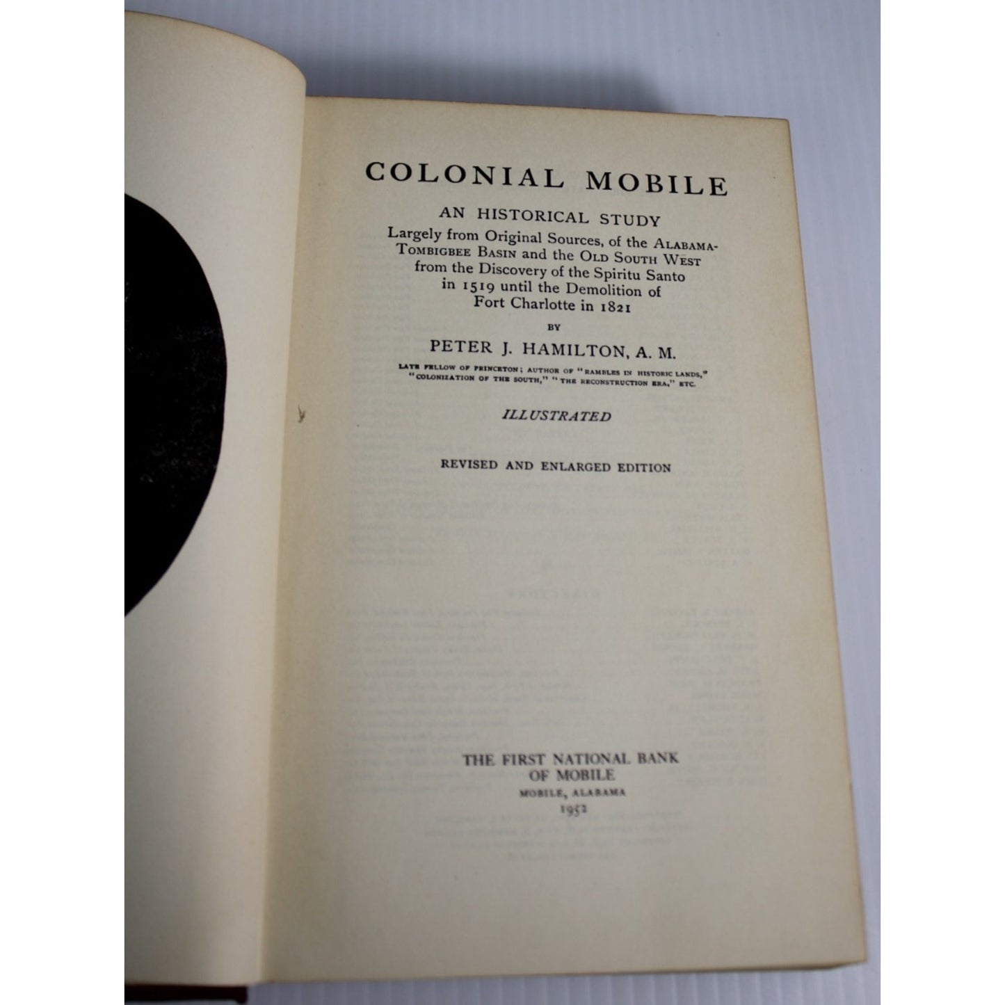 Vintage 1952 Colonial Mobile Peter Hamilton Alabama History First National Bank