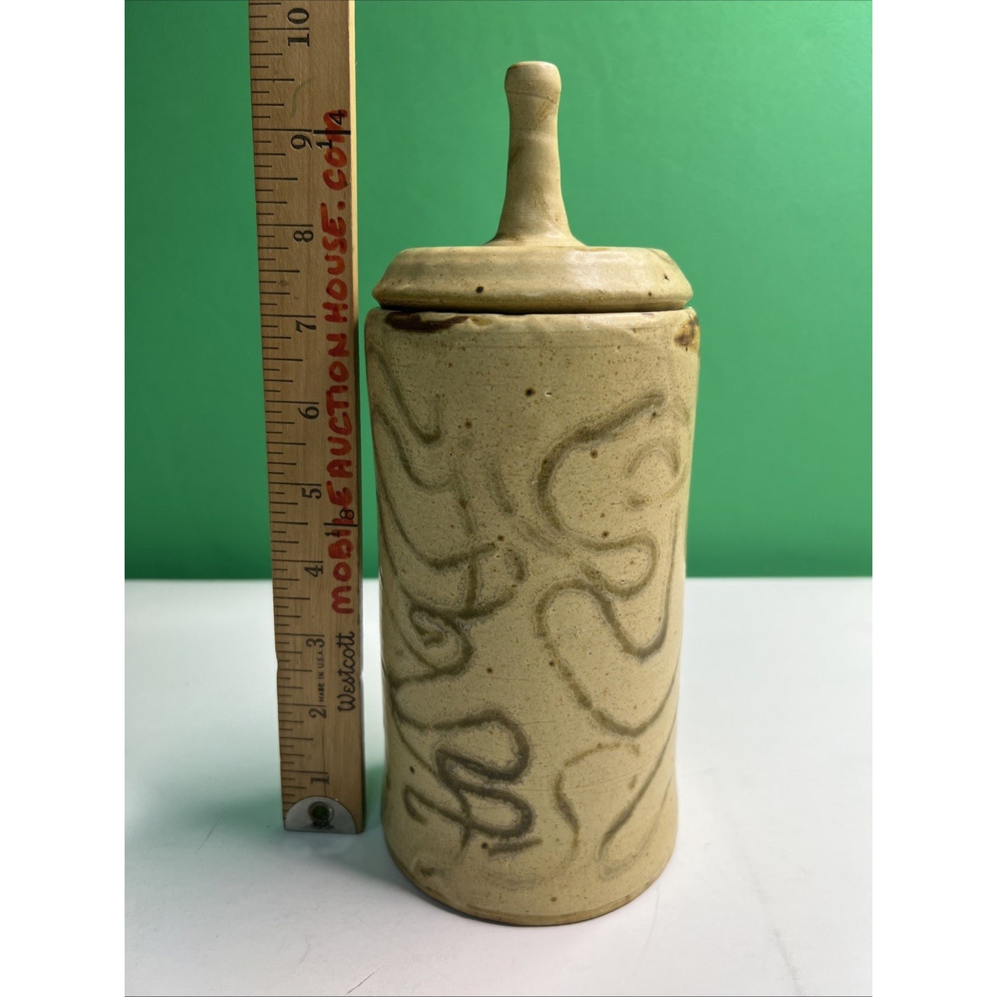 Studio Art Pottery Lidded Vessel Artist Signed “RJB” American Ceramic Vase Jar