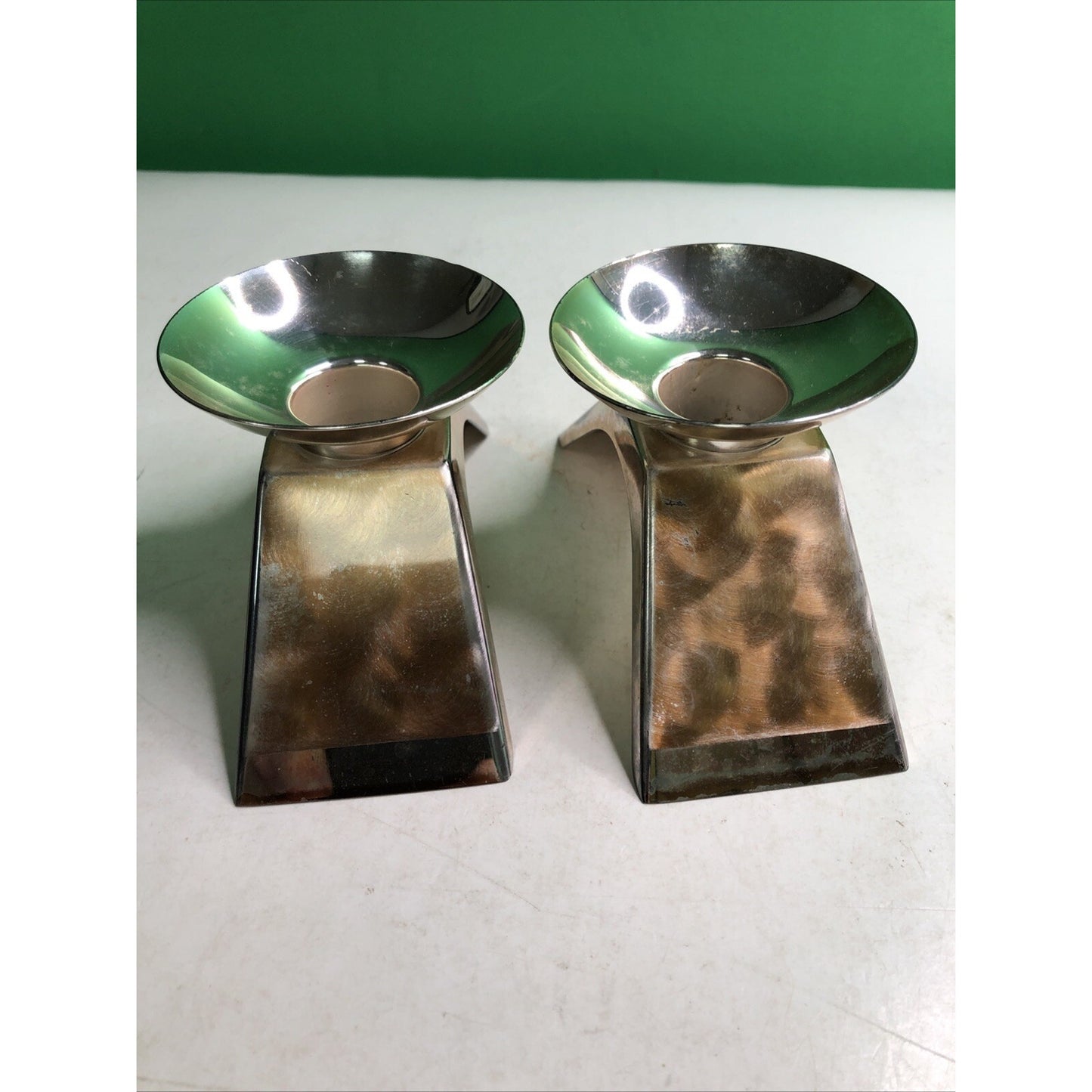 WMF IKORA (Set of 2) Germany Silverplate Candle Holders #4847 Preowned
