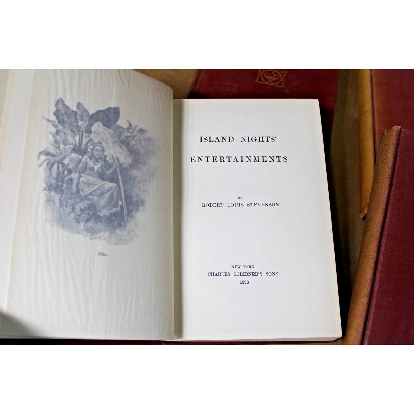 Antique Robert Louis Stevenson Books 4 Volume Set, Scribner's 1899- Clean Pages!
