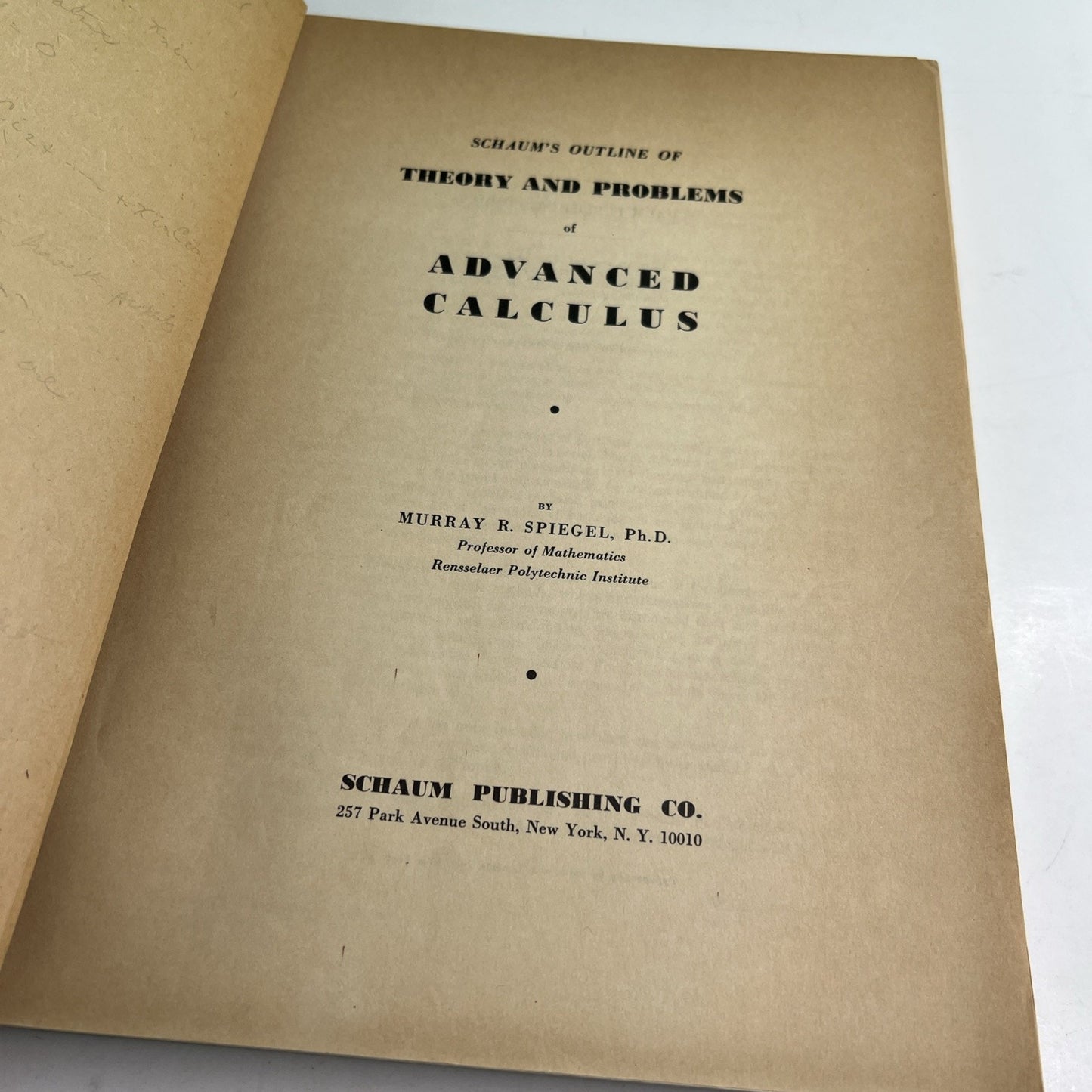 Schaum's Outline of Theory and Problems of Advanced Calculus 1963 Murray Spiegel