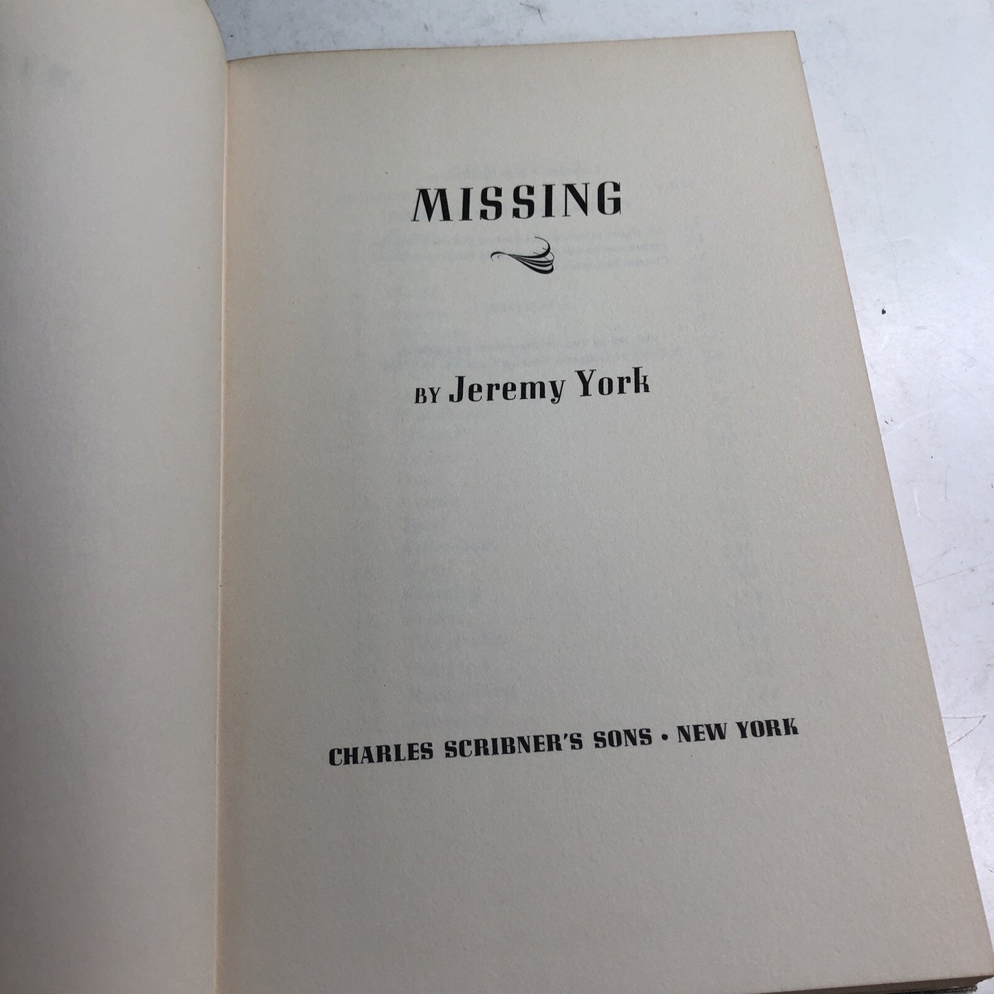 Jeremy York MISSING 1st Edition 1959 Hardcover Dust Jacket