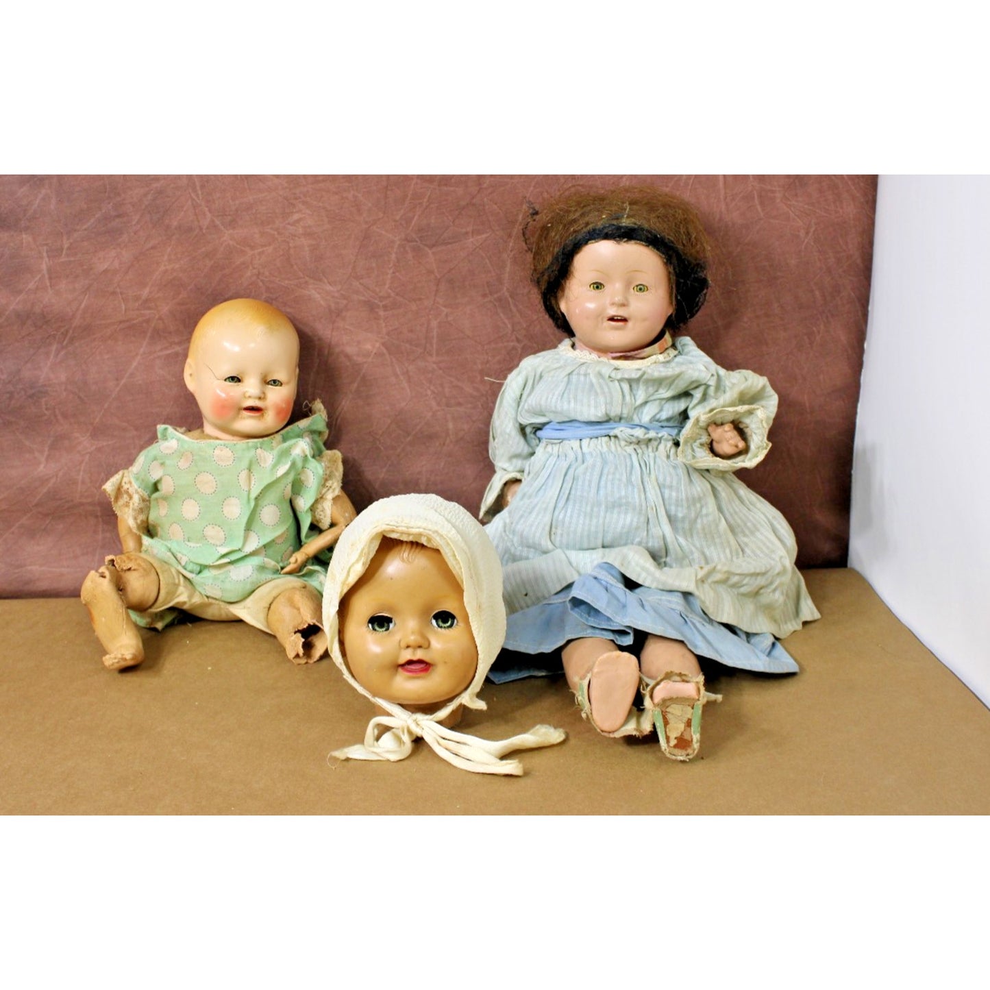 Creepy Old Antique Doll Lot, Truly Terrifying Halloween Decor-- See Description