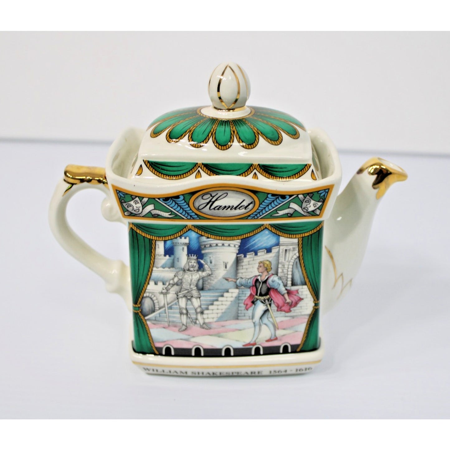 Vintage James Sadler Staffordshire England Teapot, "Hamlet" Shakespeare Series