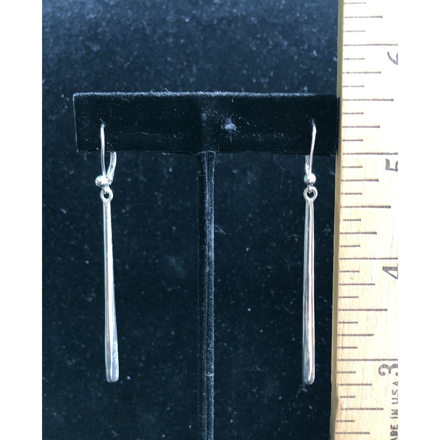 Vintage Sterling Silver .925 Drop Dangle Earrings Retro Cool Style Lever Back
