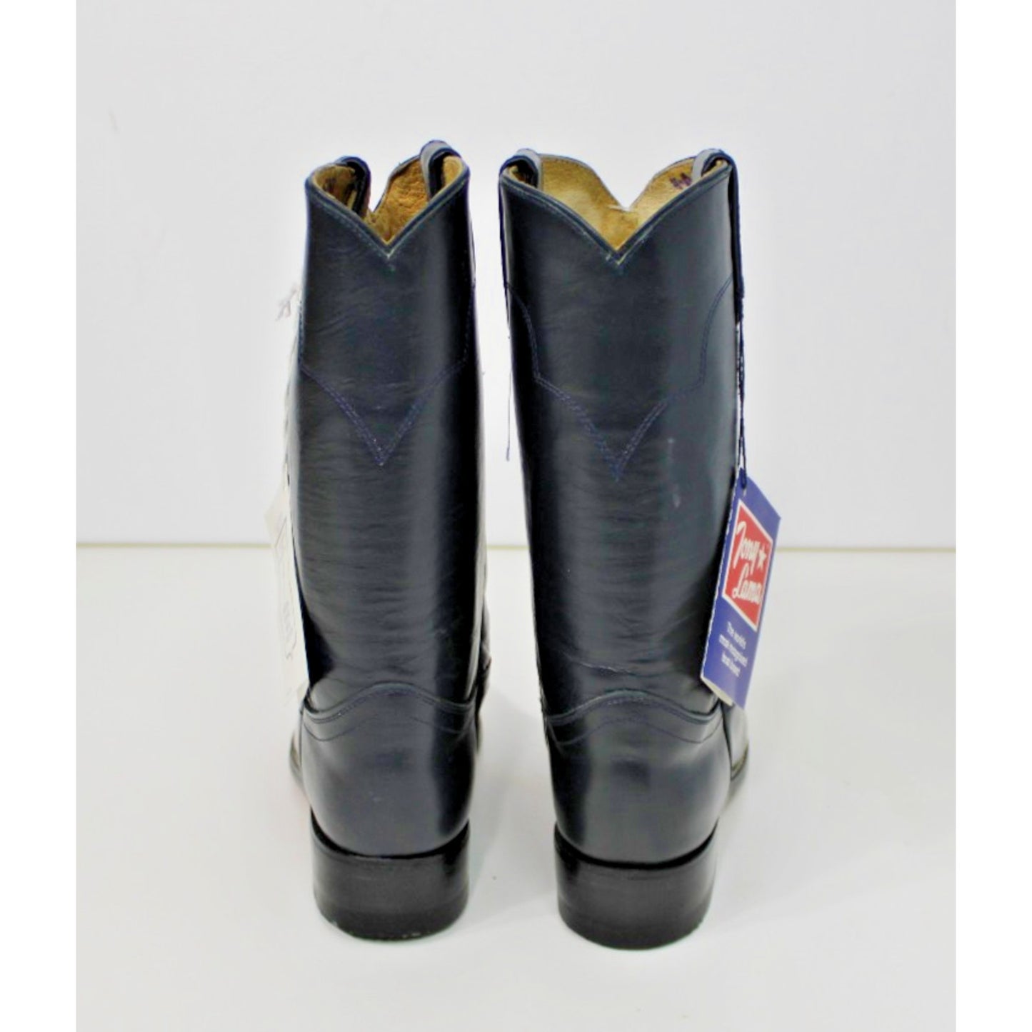 New Old Stock VTG 80s Tony Lama Roper Cowboy Western Navy Blue Boots 7502 Sz 5B