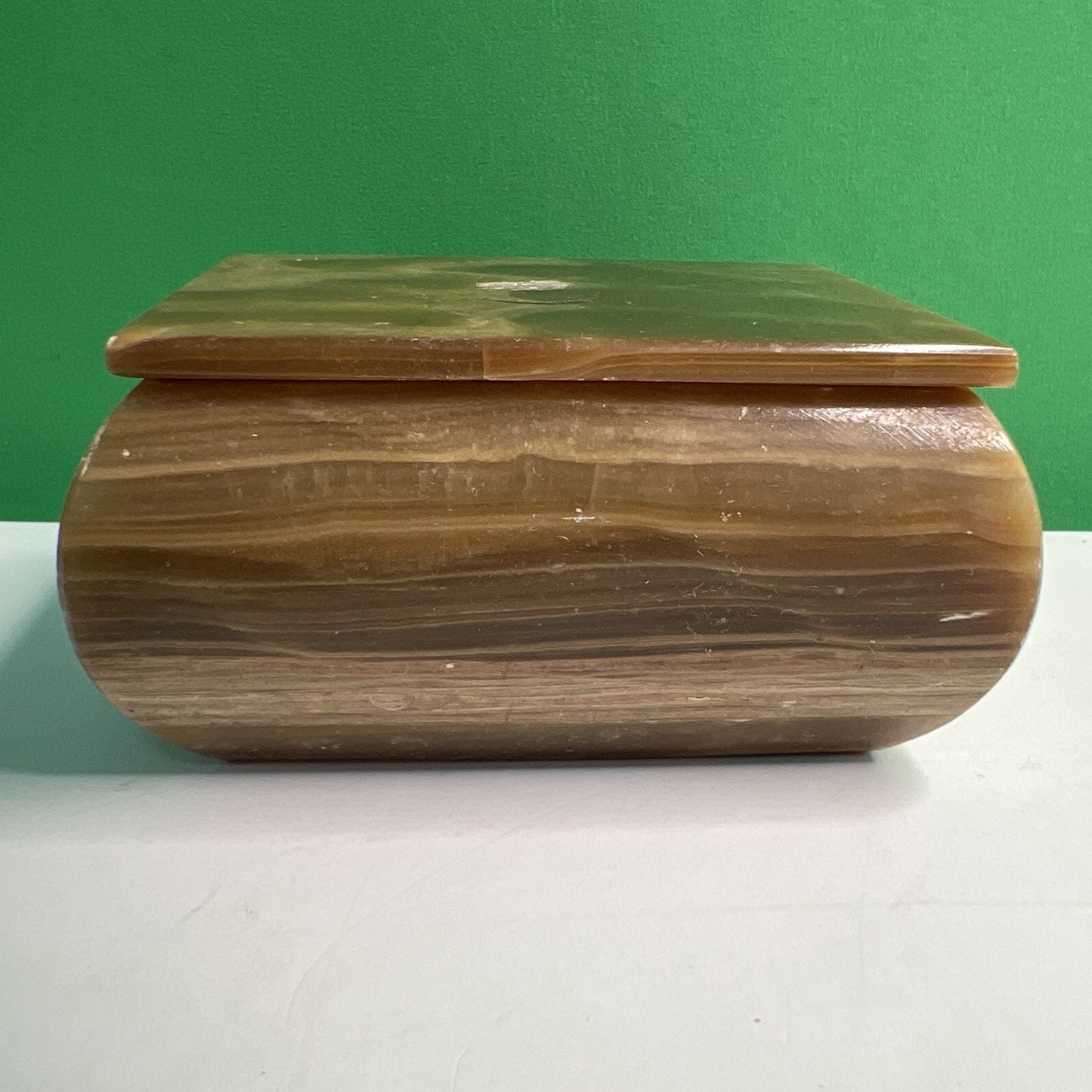 Carved Soapstone Small Box Rectangular Trinket Vanity Natural Stone with Lid