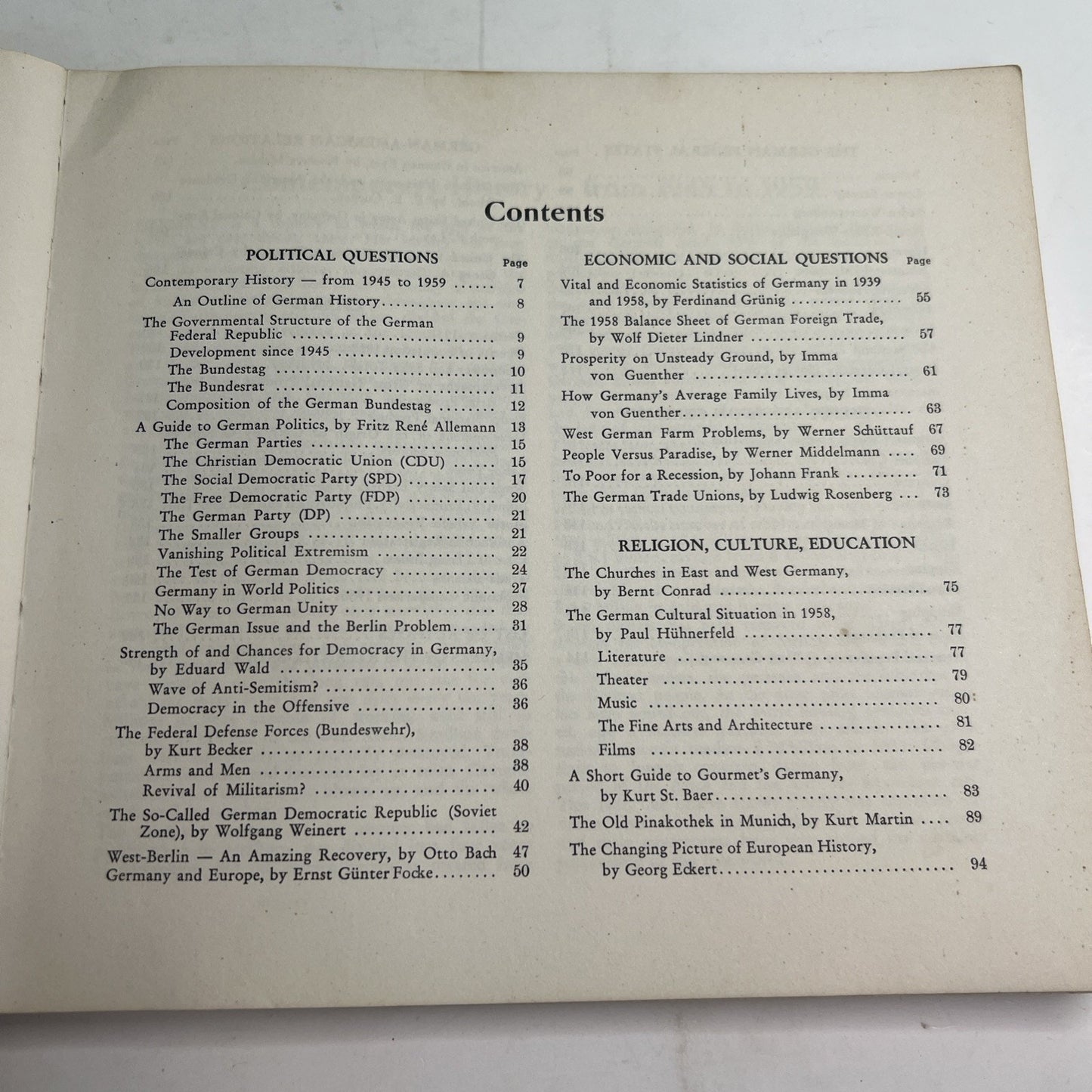 MEET GERMANY ATLANTIK-BRUCKE MAY 1959 Atlantik-Brücke PB Sixth Revised Edition