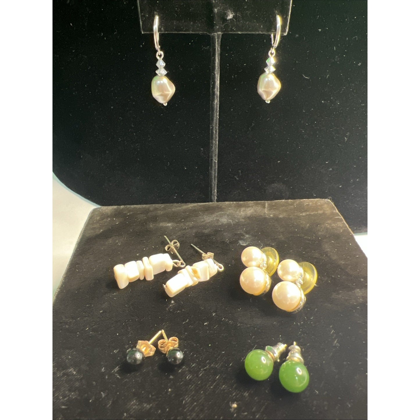 LOT OF MIXED STUD POST & DANGLE EARRINGS 5 PAIRS Variety
