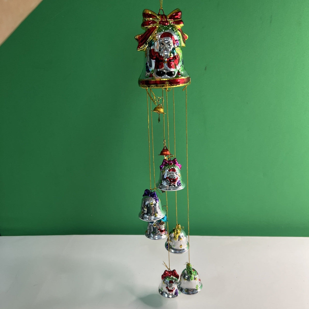 Vintage Avon Christmas Porcelain Shimmering Bell Santa Wind Chime 1998