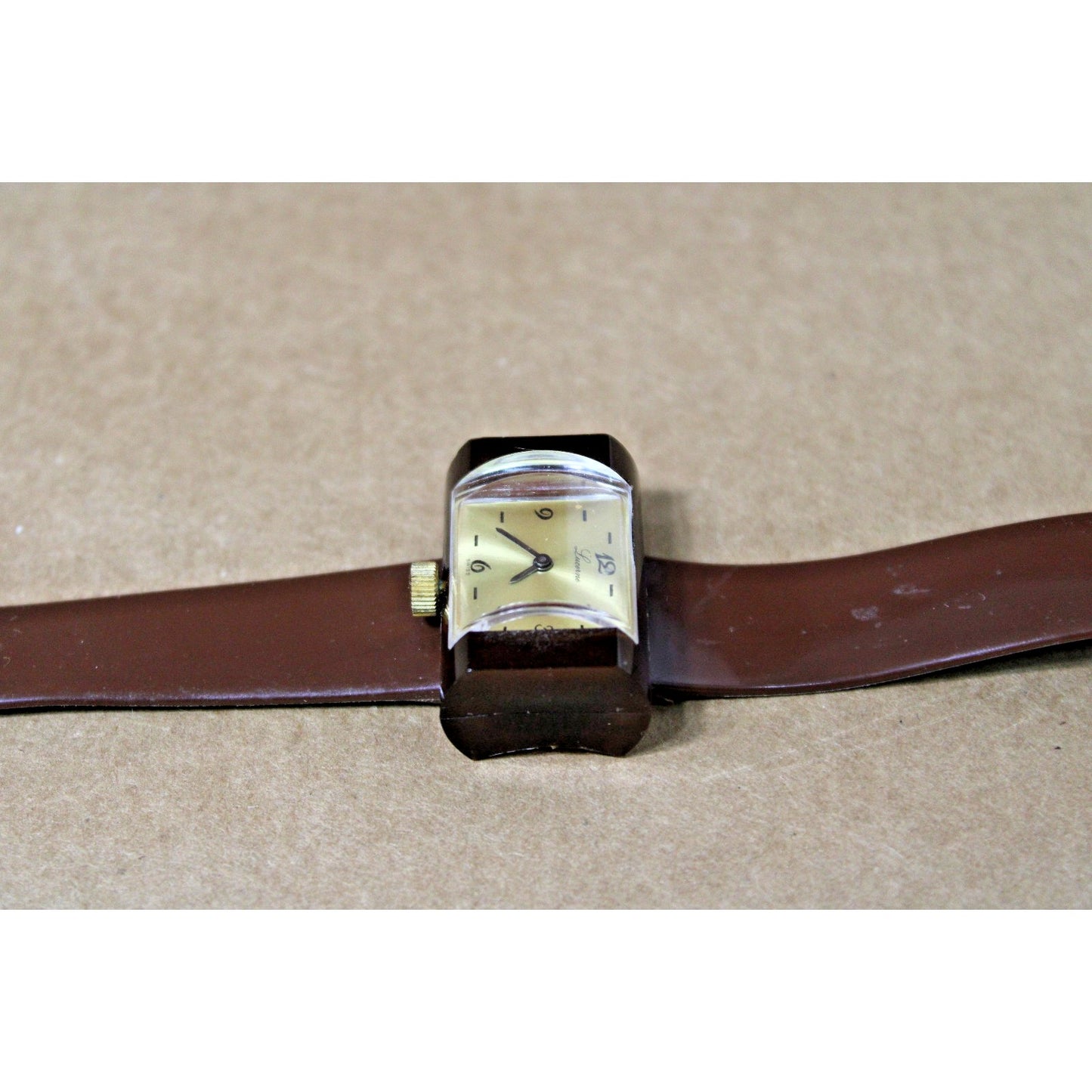 Vintage Mod 1970s Lucerne Ladies Watch, Plastic/ Acrylic, Bottom Wind, Groovy!