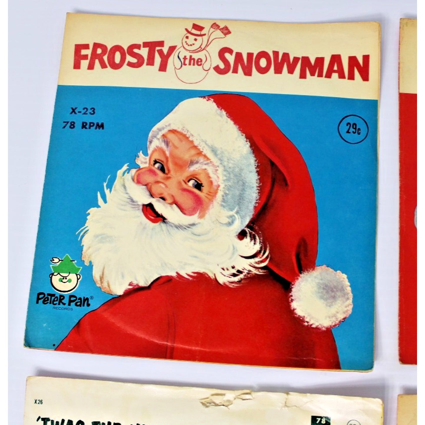 Children's Christmas 78 RPM Record + Sleeves Lot: Frosty, Rudolph, Santa Claus