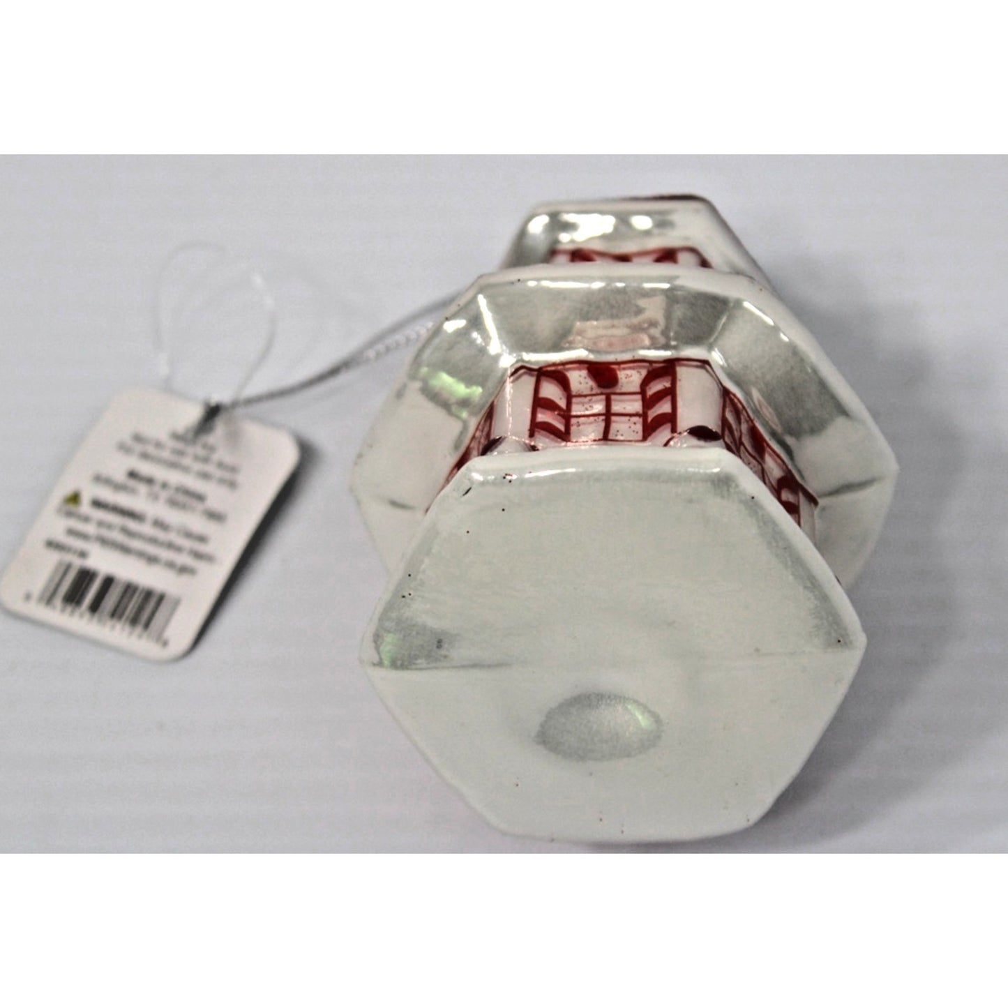 RARE Eric Cortina Red Pagoda Blown Glass Lustre Finish 5-Inch Ornament, NOS