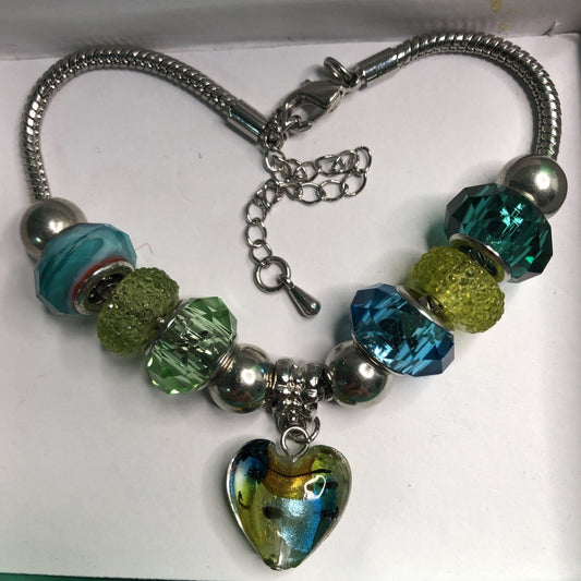 JCPenney Bracelet by Dazzling Designs Beads Heart Charm Gift Box