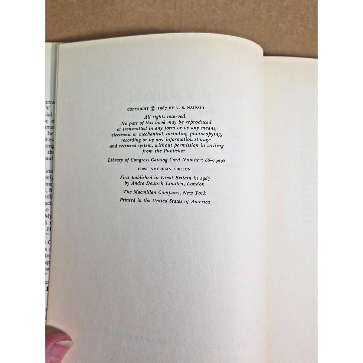 V.S. Naipaul: A Flag on the Island - 1st US Edition 1967 Macmillan Nobel Author