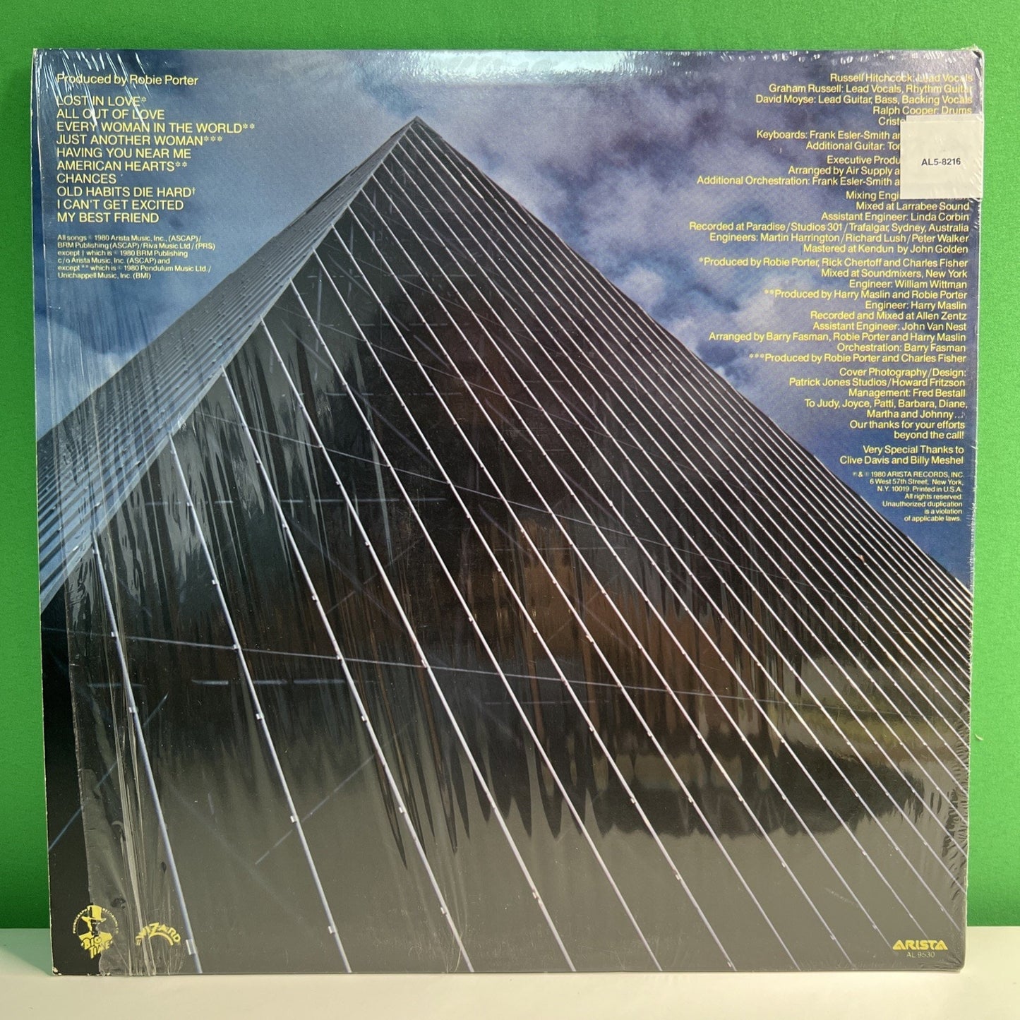 Air Supply Lost in Love 1980 33 LP Vinyl Record Album AL 9530 Hype Stickers
