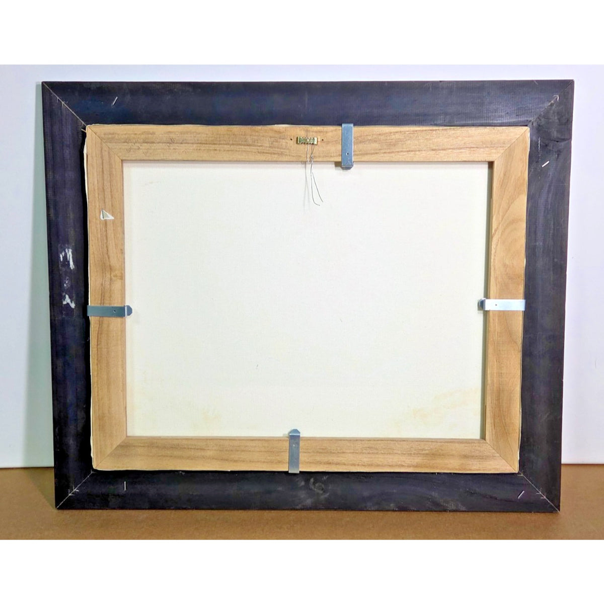 Vintage 1974 Melanie Wesley Signed Coastal Impasto Painting - Rustic Bark Frame