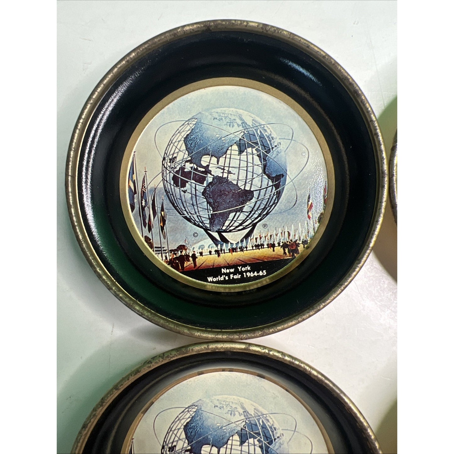 1964-65 New York World's Fair Unisphere Metal Coasters (set of 4) Trays