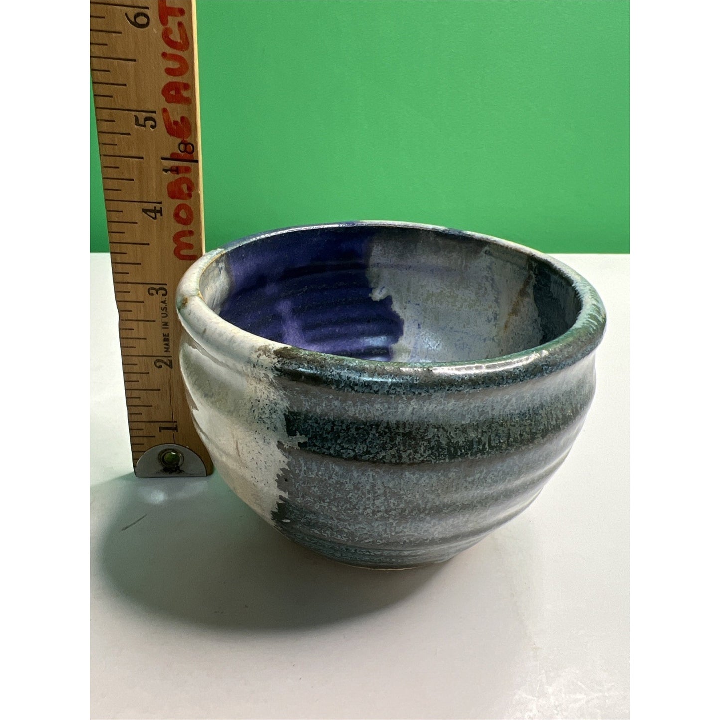Studio Art Pottery Ceramic Blue And Purple Hues Drip Glazed Vintage Pot Bowl