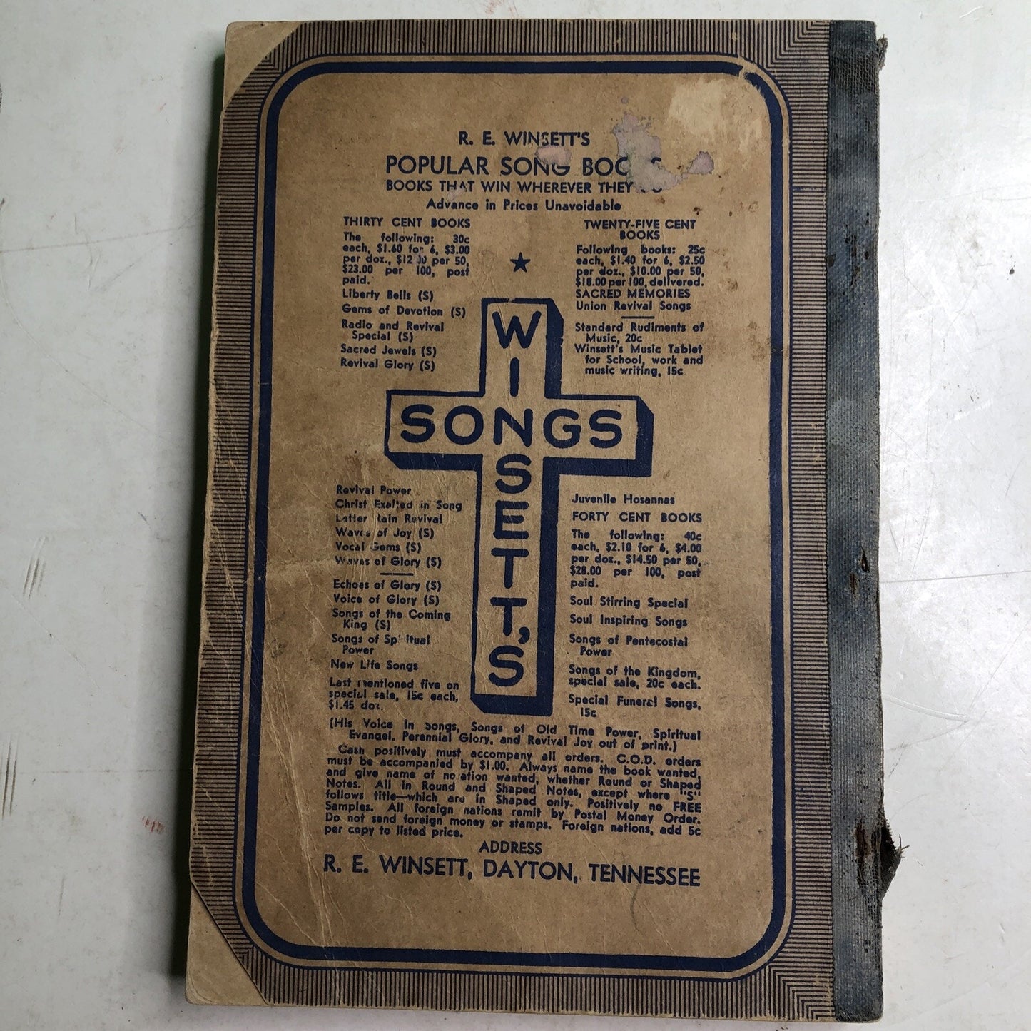 1941 Gospel Hymnal R E Winsett Soul Stirring Special Tennessee Songbook Music