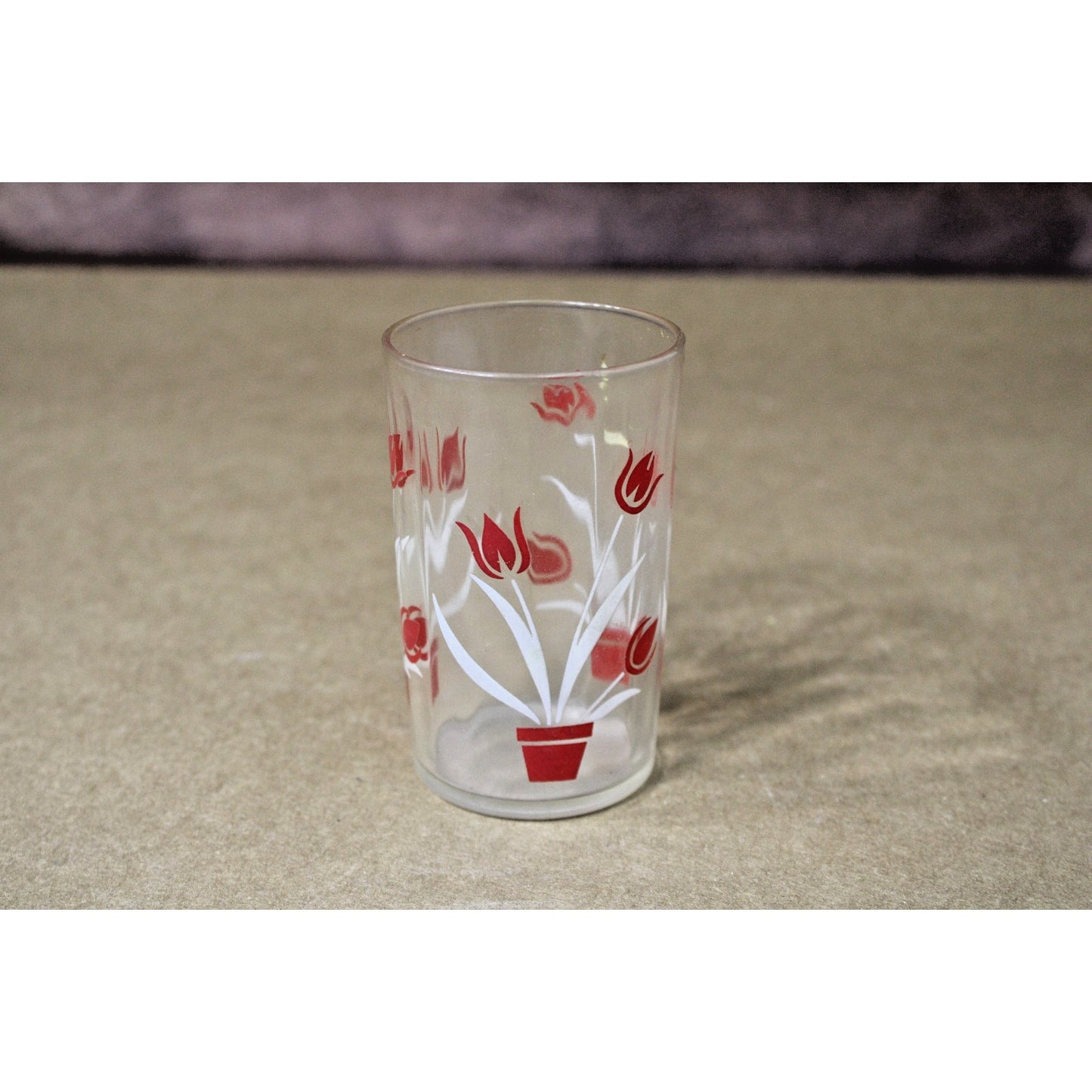 Vintage Juice Glass SWANKY SWIG KRAFT Jelly Jar Red & White Tulip Flowers