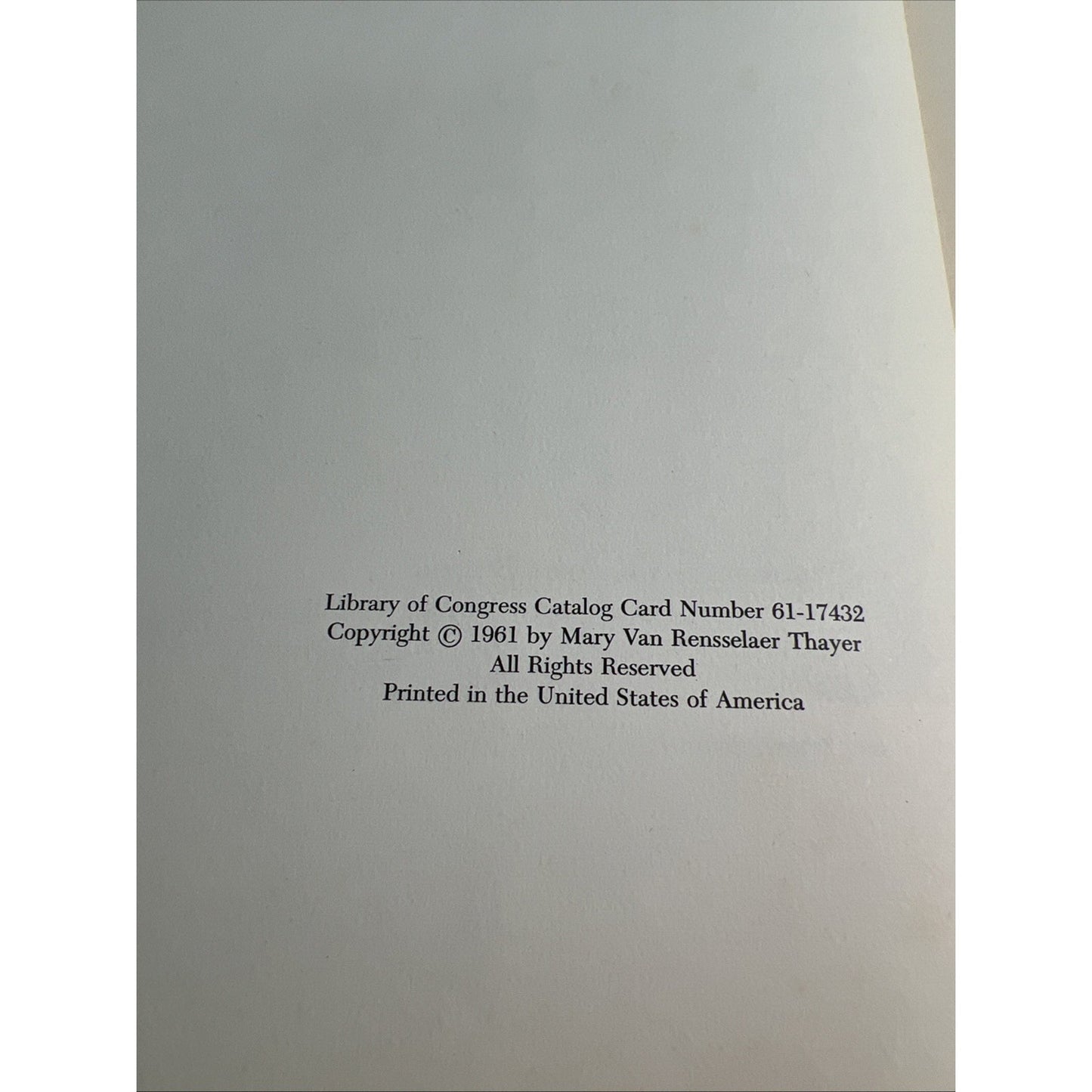Jacqueline Bouvier Kennedy Book Mary Van Rensselaer Thayer 1961 1st Ed HC DJ