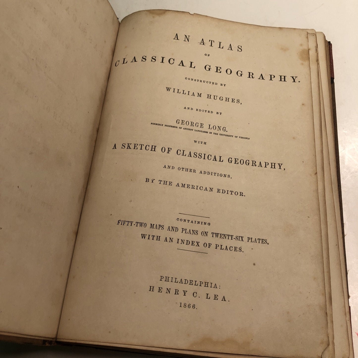 1866 Atlas of Classical Geography George Long William Hughes 26 Plates Index Map
