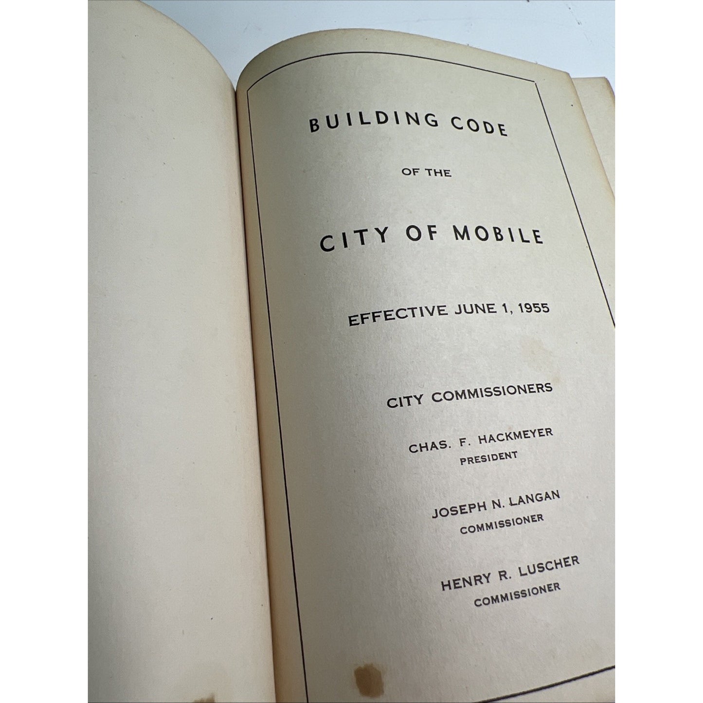 Building Code of the City of Mobile Alabama ALA AL First Edition 1955 Manual