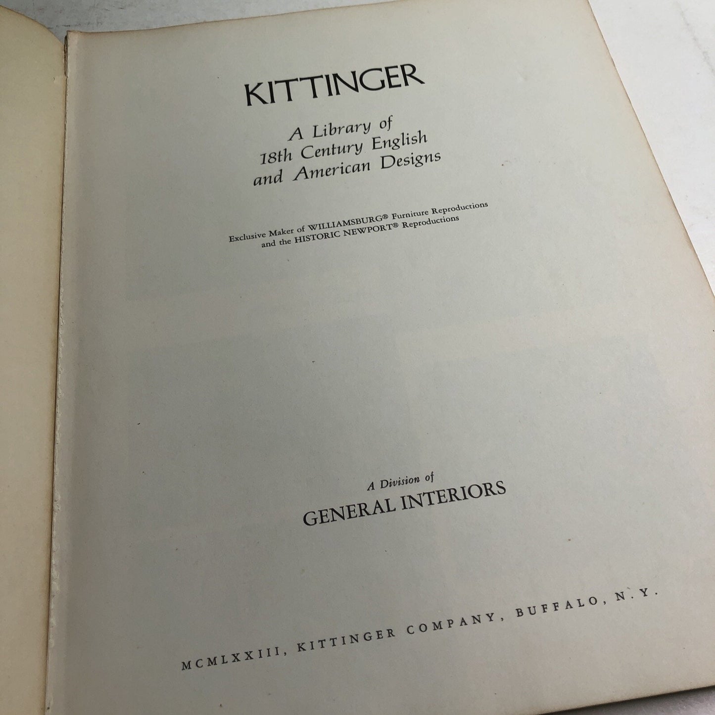 KITTINGER A Library of 18th Century English and American Designs 1973 PB