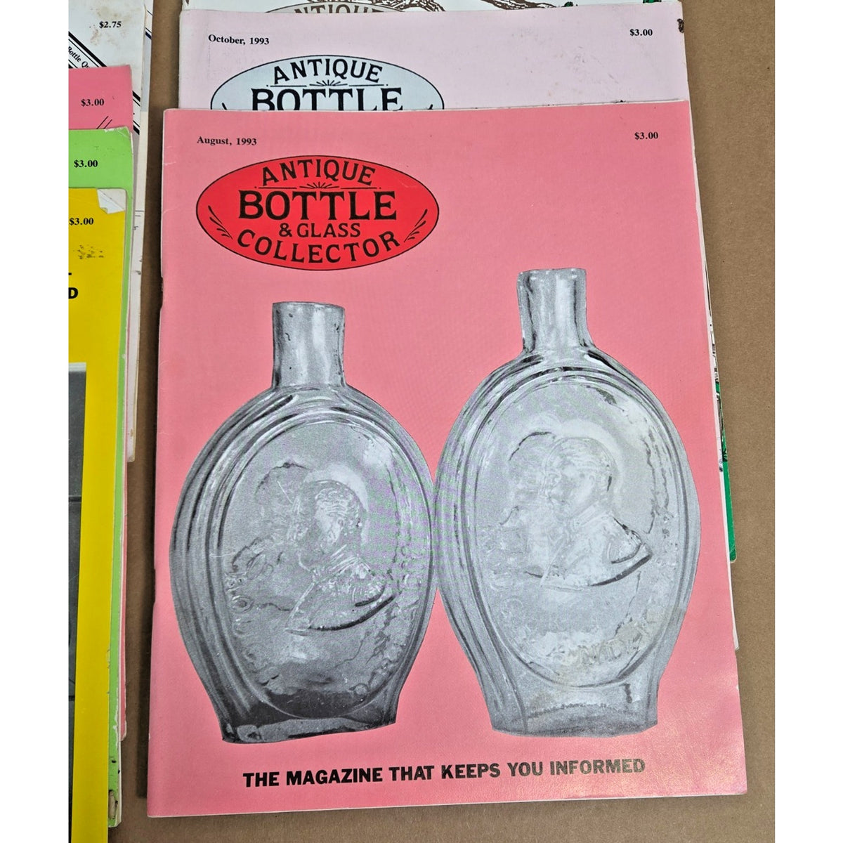 Vintage Antique Bottle & Glass Collector Magazine Lot 1991-1993 Set of 10