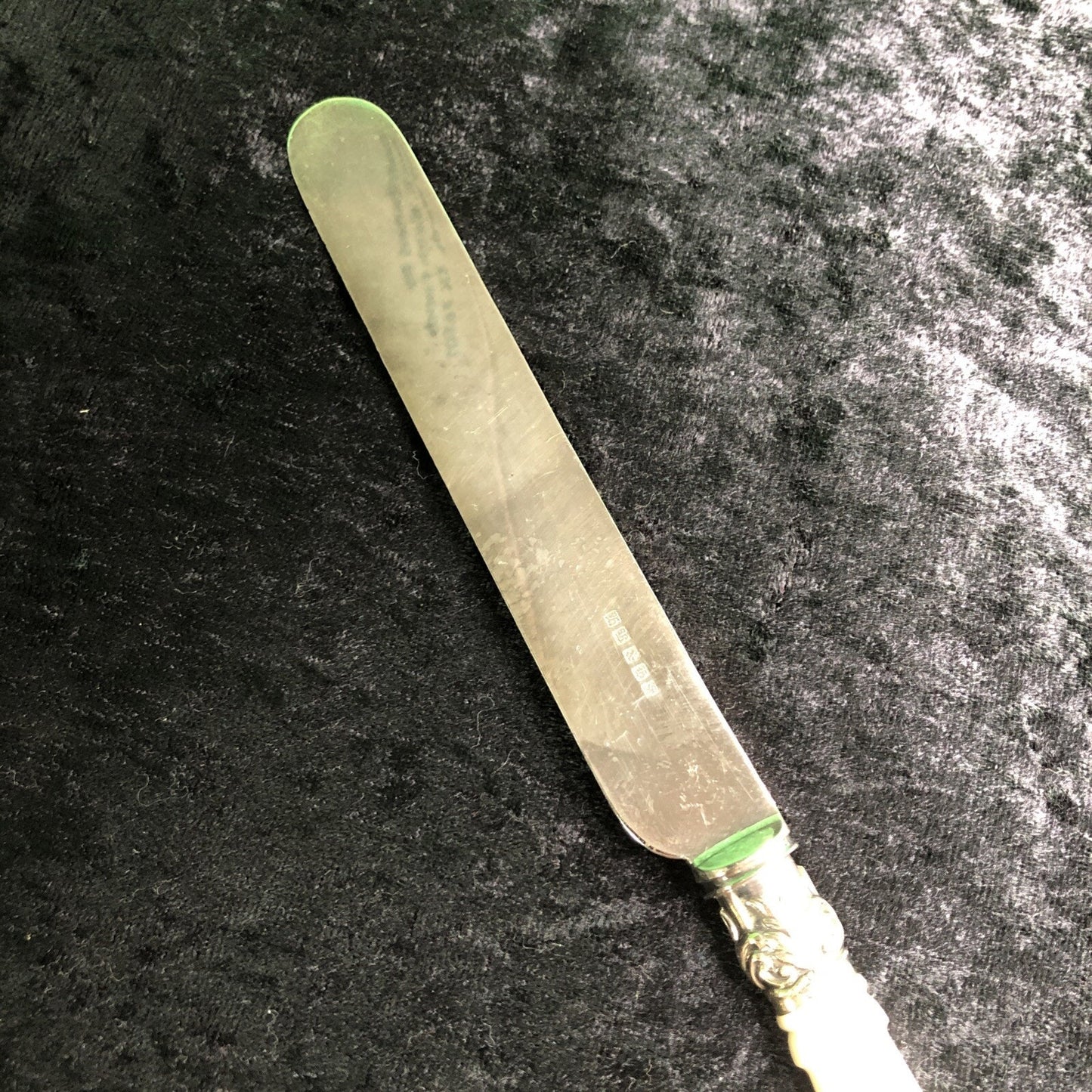Vintage Dessert Knife with Mother of Pearl Handle Hallmarked 10” Long (B)