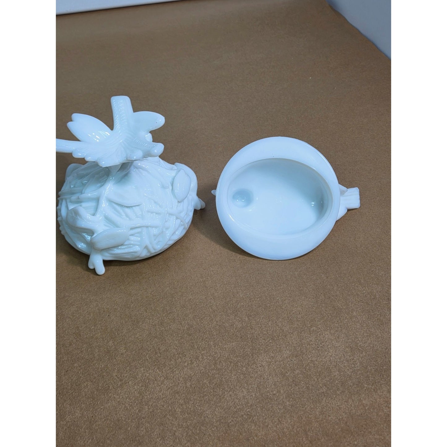 Vintage Westmoreland Milk Glass Dove on Nest Pedestal Covered Candy Dish WG Logo