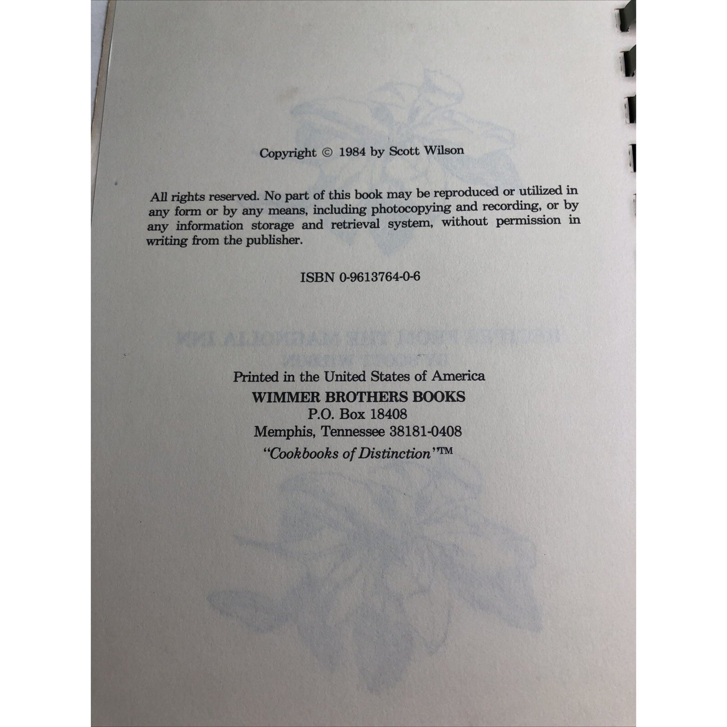 Dining Under the Magnolia - The Magnolia Inn Cookbook - by Scott Wilson - 1984
