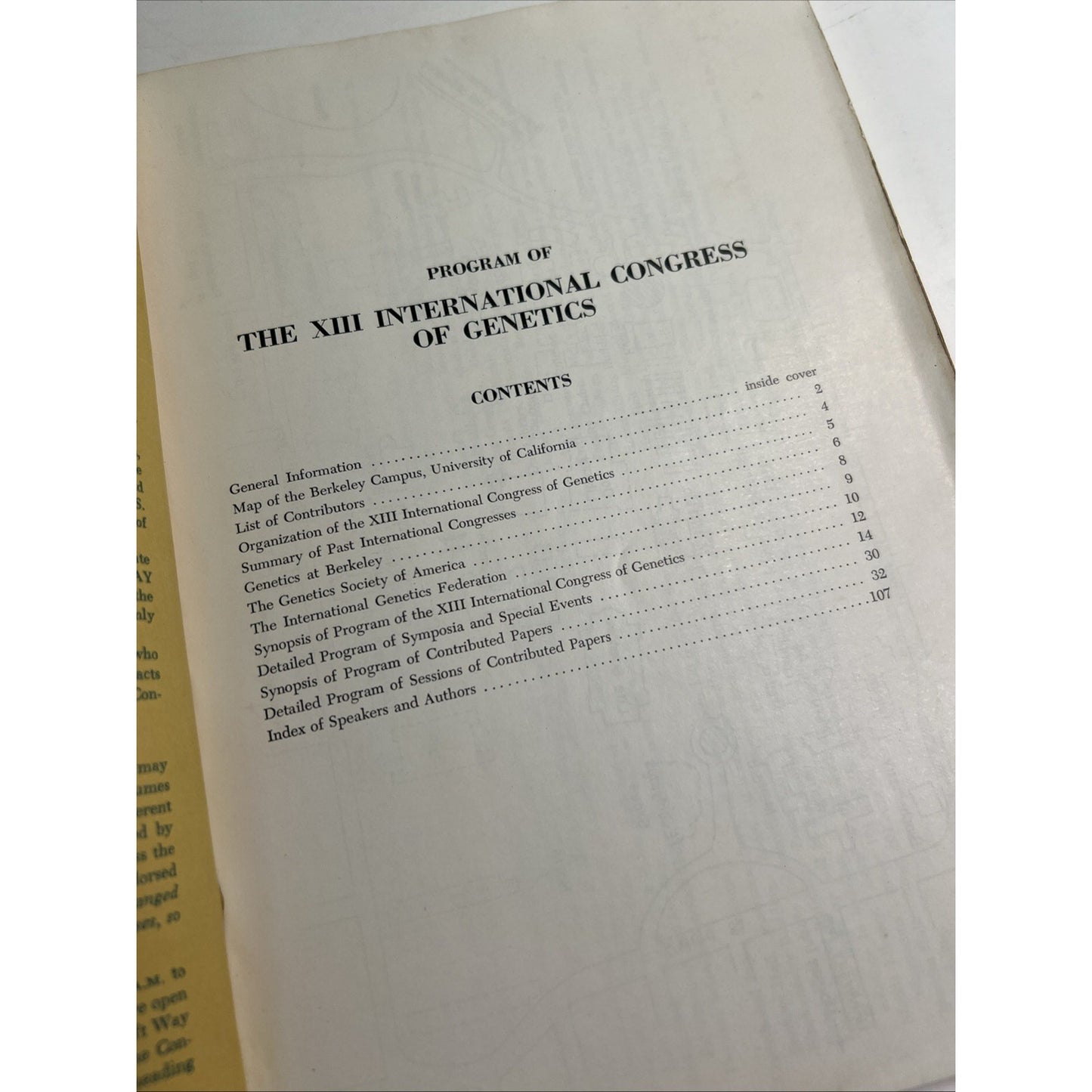 1973 Program The XIII International Congress Of Genetics University Of CA, Berke