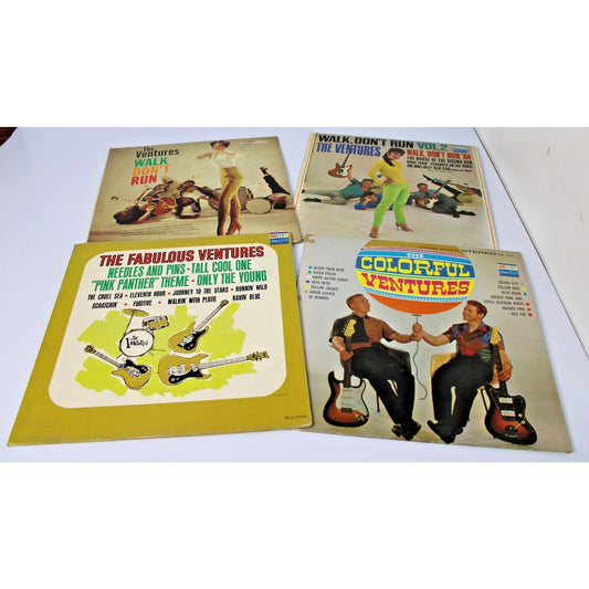 The Ventures- 4 Vintage 1960s Guitar Surf Rock LPs- Walk Don't Run 1 & 2, VG