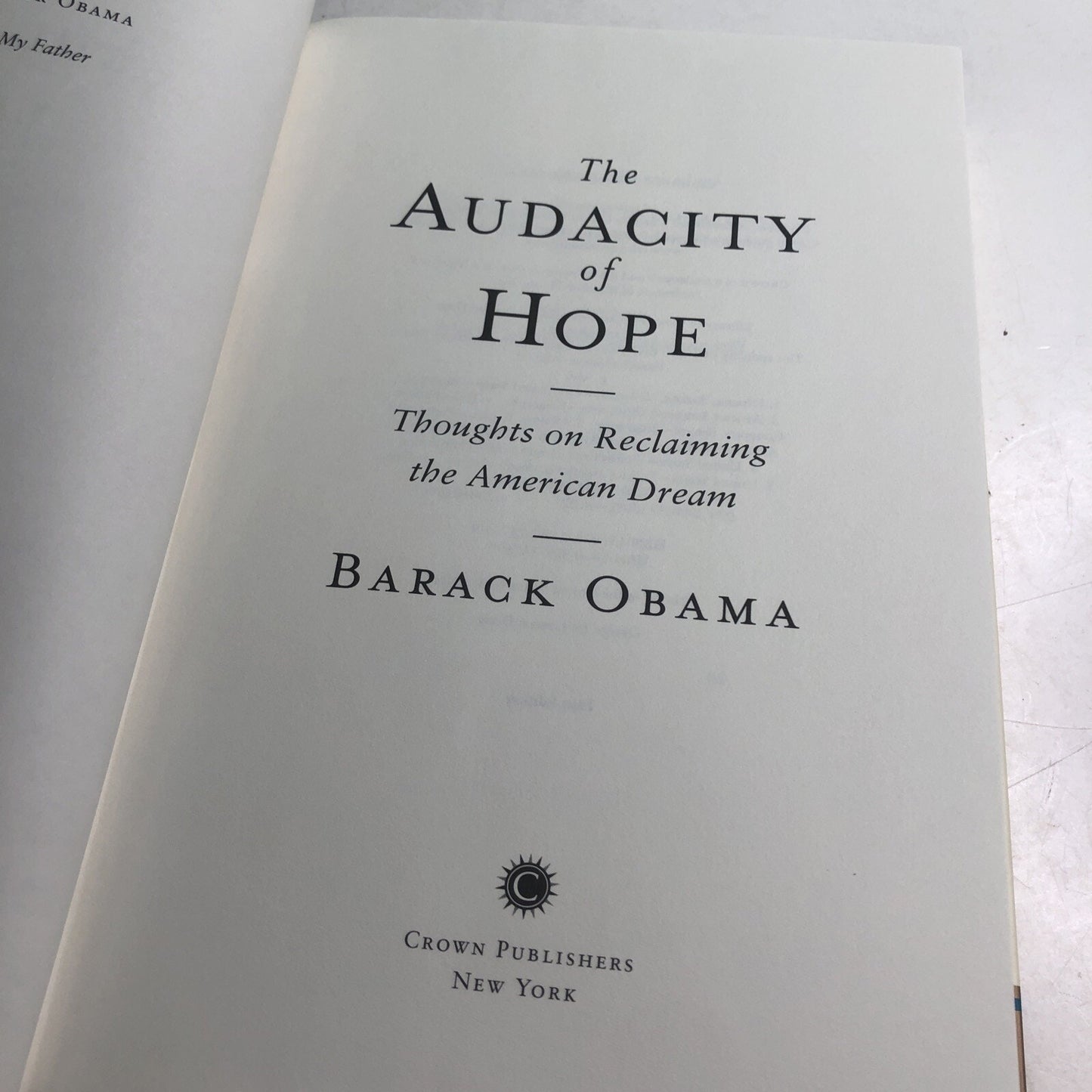 The Audacity of Hope by Barack Obama Hardcover w/DJ First Edition 2006